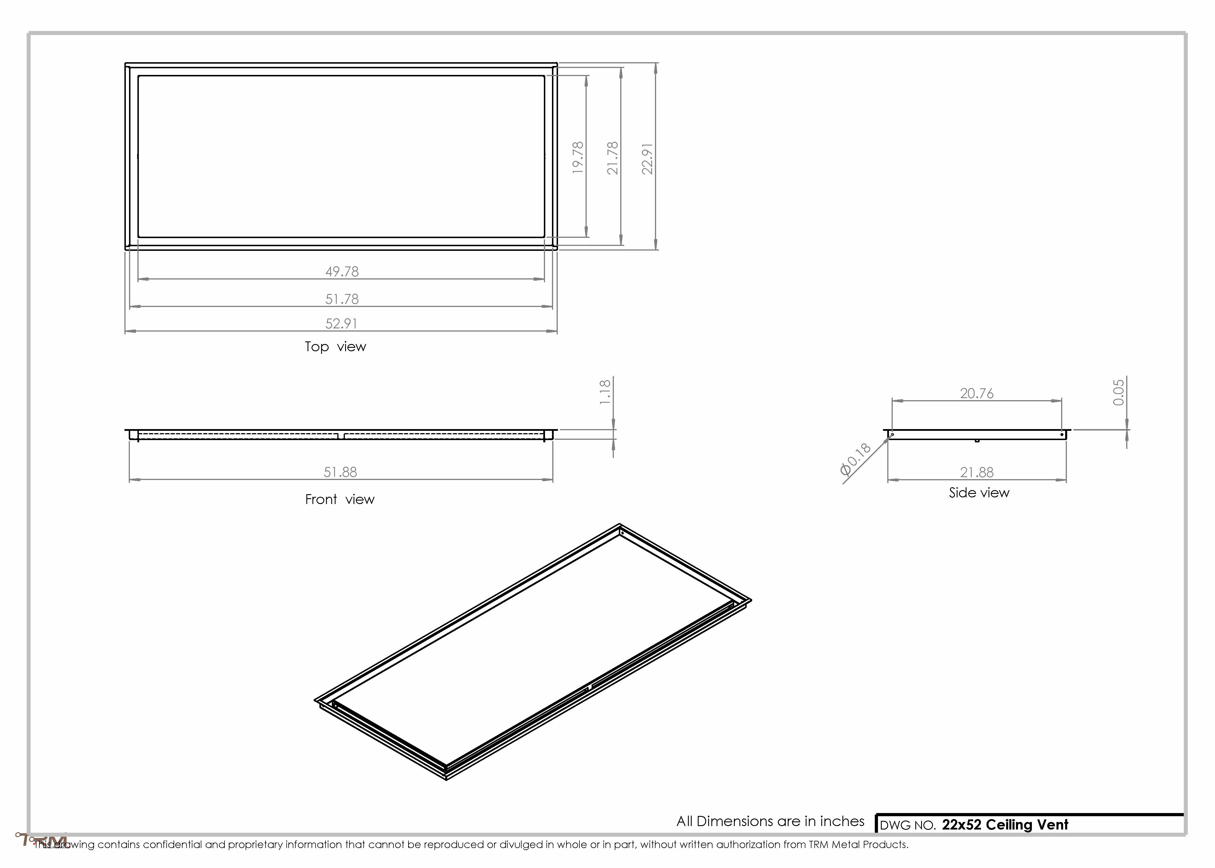 22x52-Modern-Ceiling-Vent Cover-TRM Metal- 52x22 - Image 2