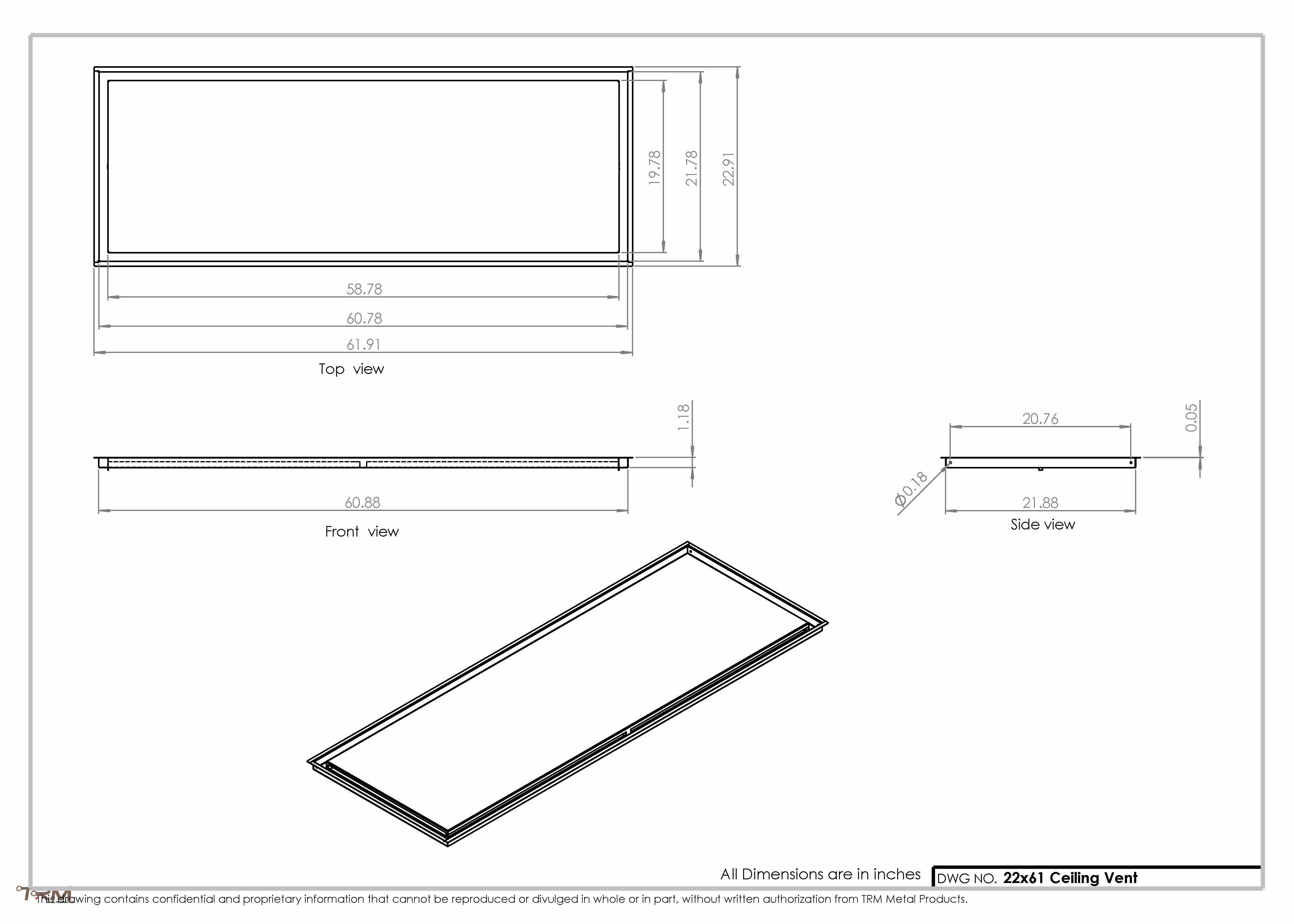 22x61-Modern-Ceiling-Vent Cover-TRM Metal- 61x22 - Image 2