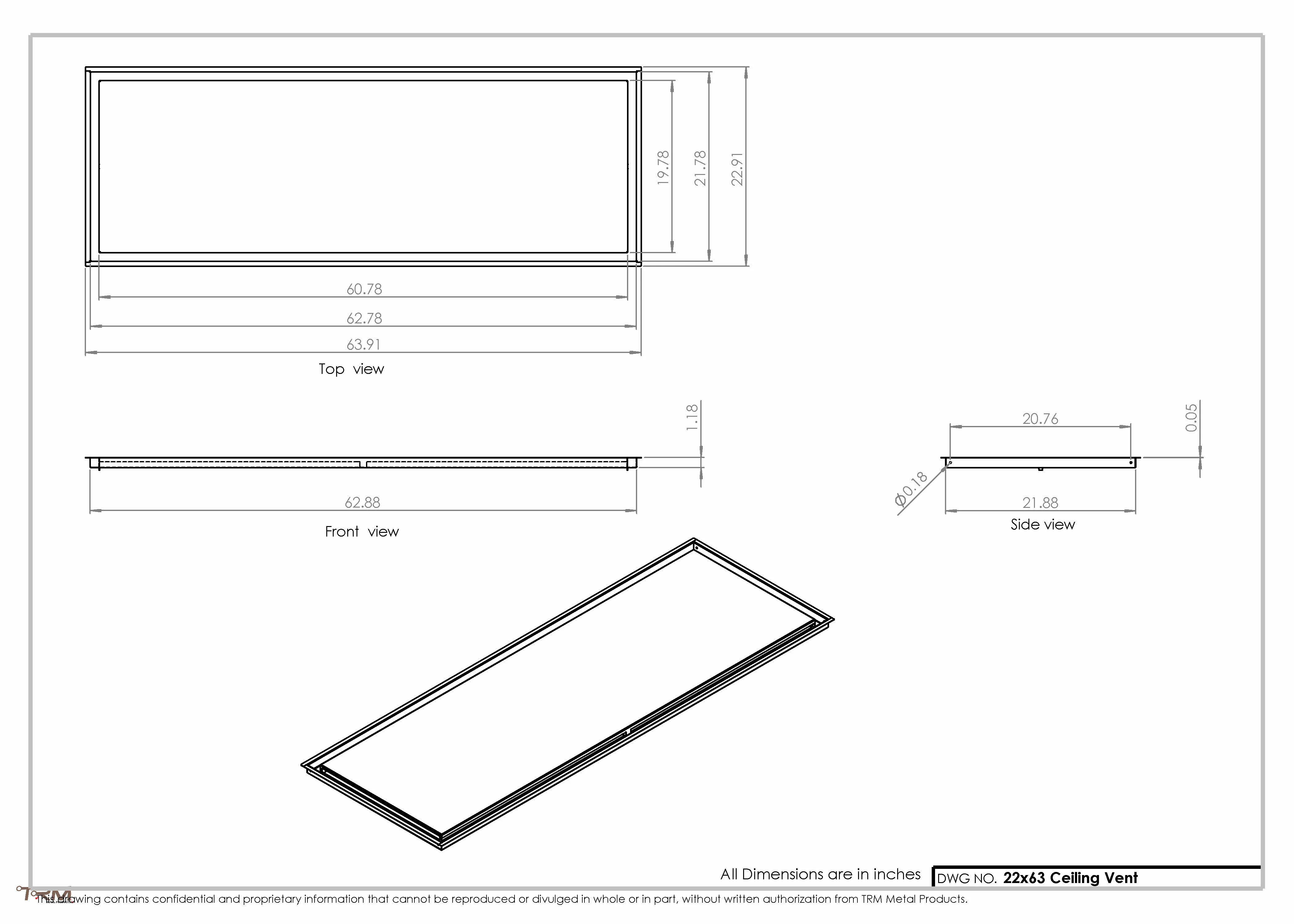 22x63-Modern-Ceiling-Vent Cover-TRM Metal- 63x22 - Image 2