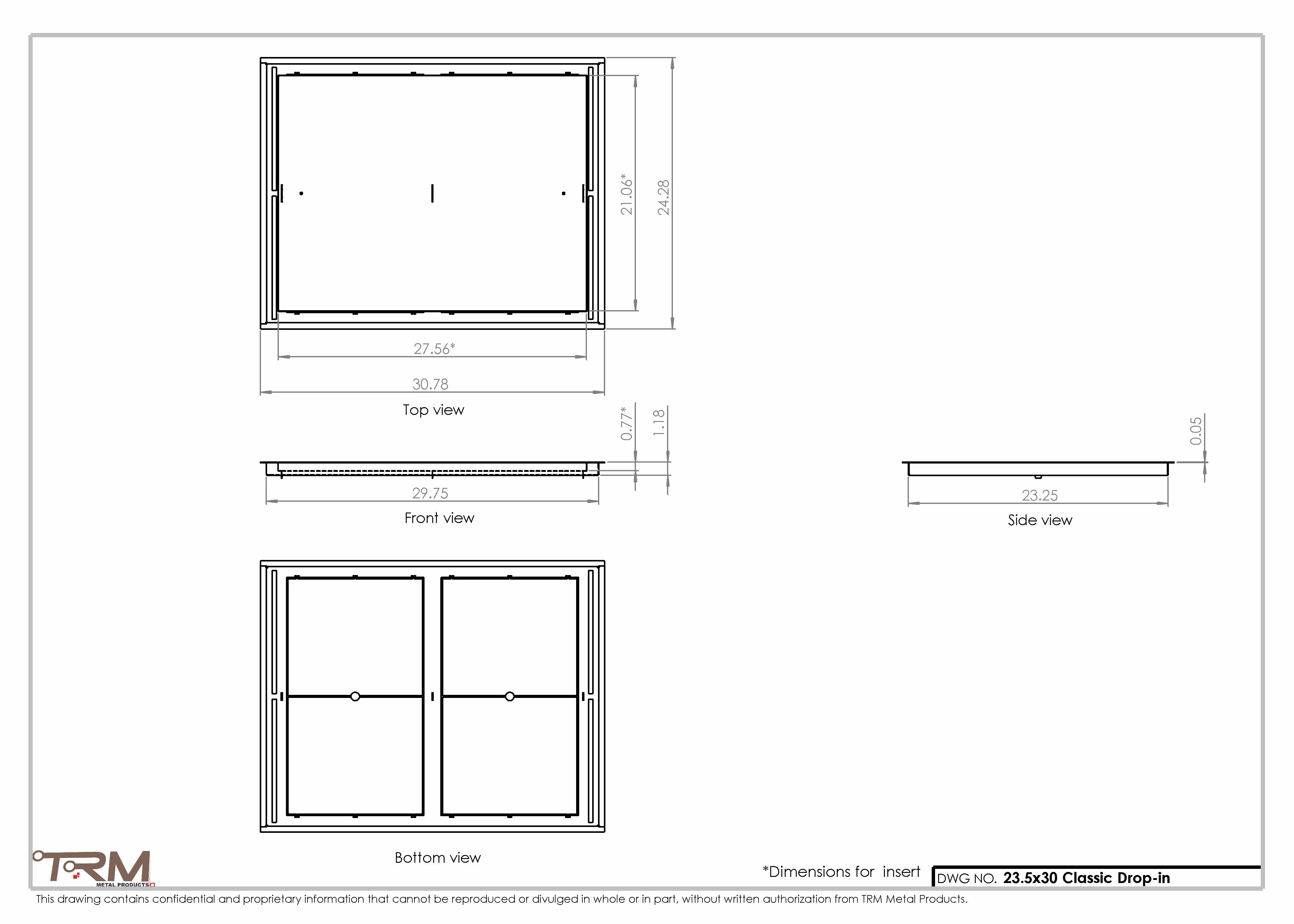 23.5x30 - Classic Drop-in Air Vent, Flush Floor-Matching, All Metal, Floor Vent Cover - TRM Metal  30x23.5 - Image 2