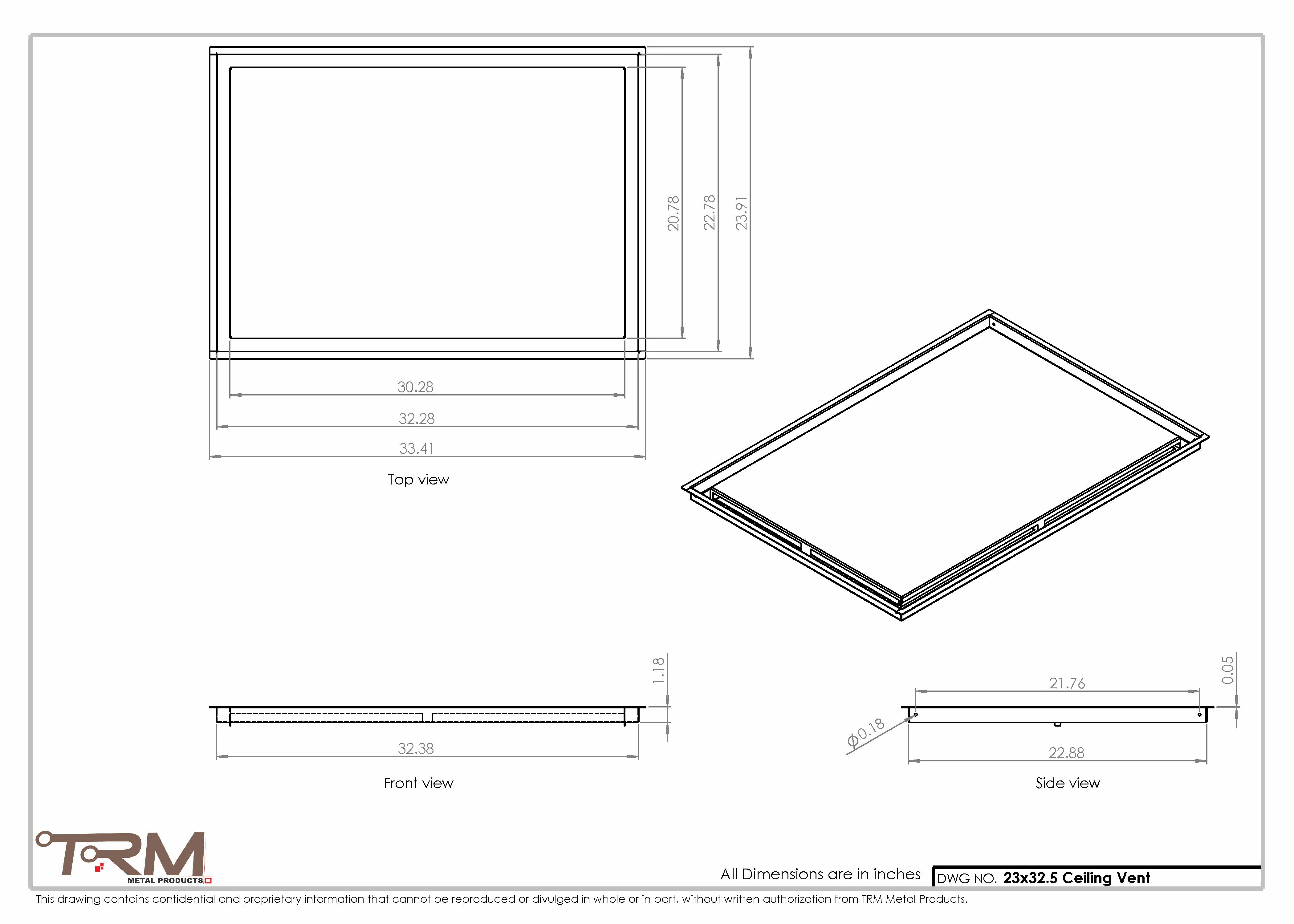 23x32.5 - Modern-Ceiling-Vent Cover-TRM Metal - 32.5x23 - Image 2