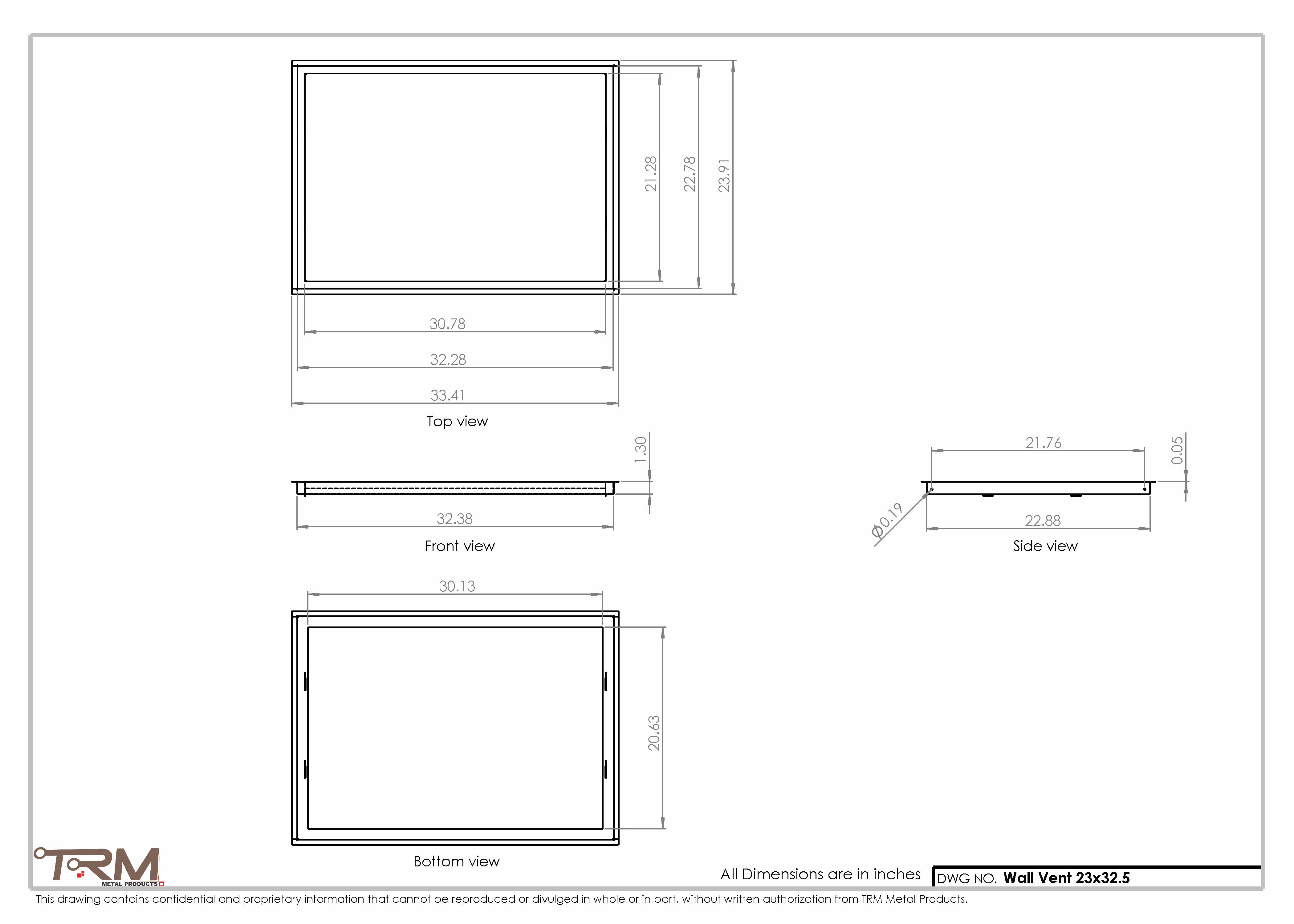 23x32.5 - Wall Vent - Modern Vent Cover -  Return Air Vent - TRM Metal  32.5x23 - Image 2