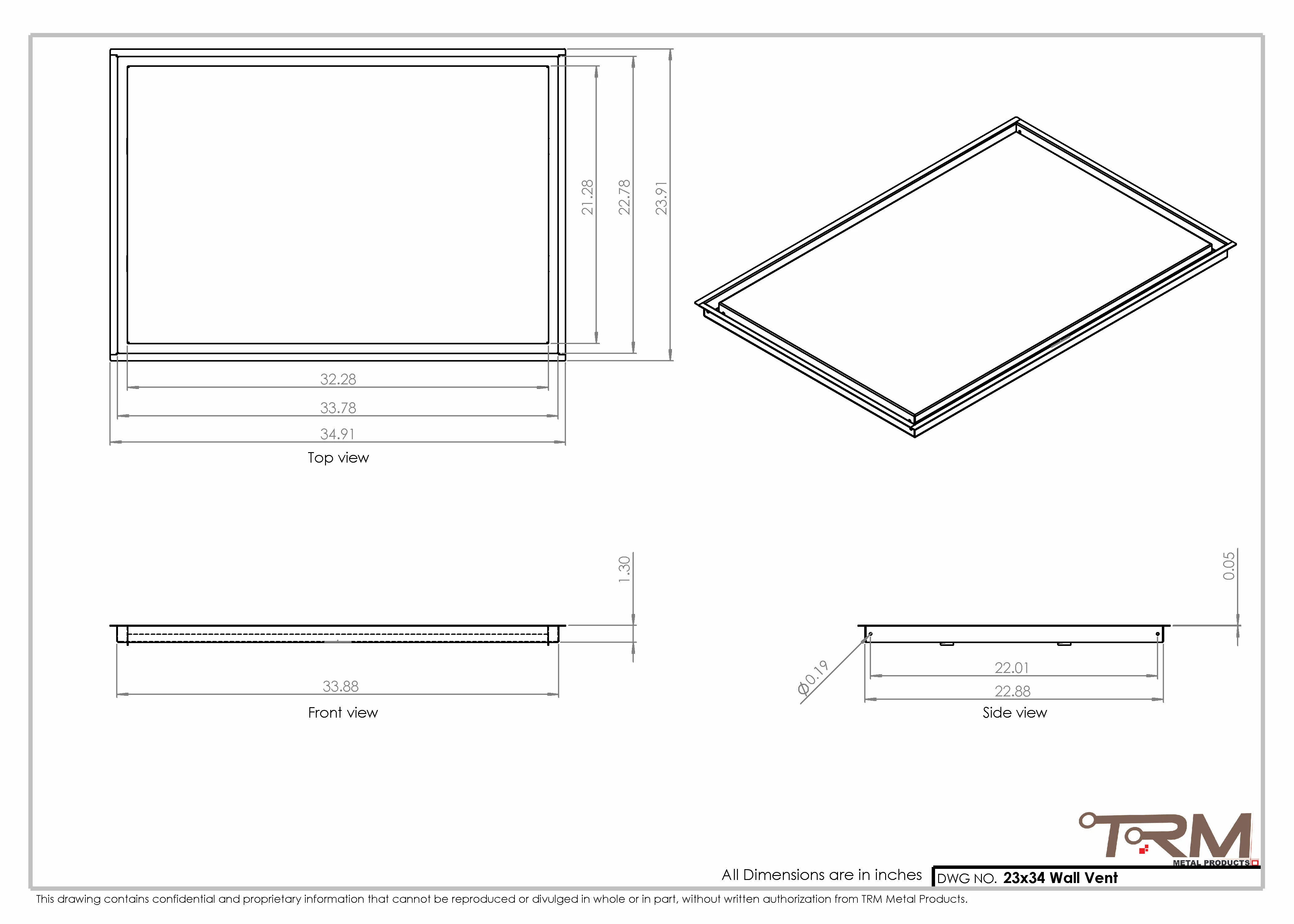 23x34 - Wall Vent - Modern Vent Cover -  Return Air Vent - TRM Metal  34x23 - Image 2