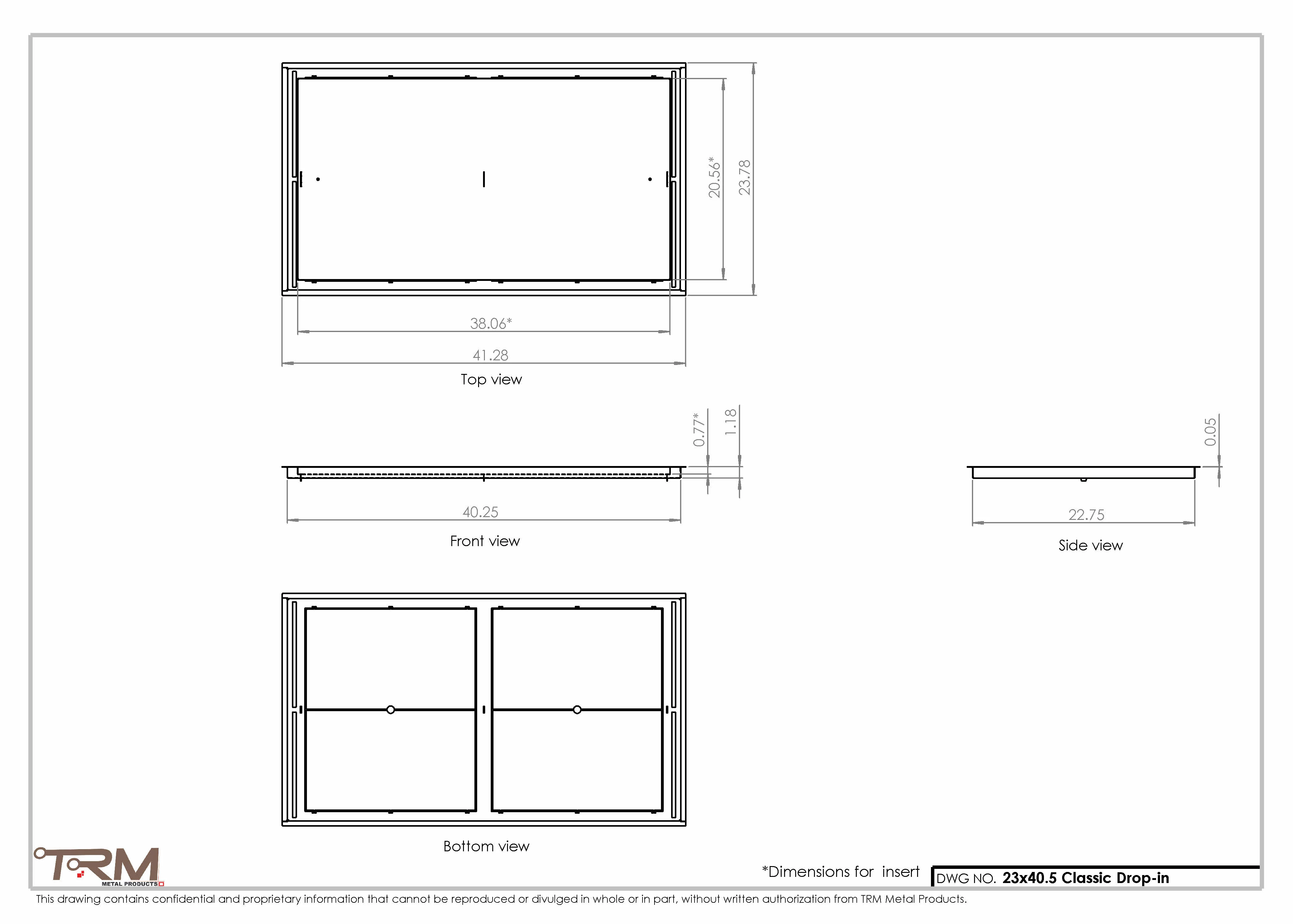 23x40.5 - Classic Drop-in Air Vent, Flush Floor-Matching, All Metal, Floor Vent Cover - TRM Metal  40.5x23 - Image 2