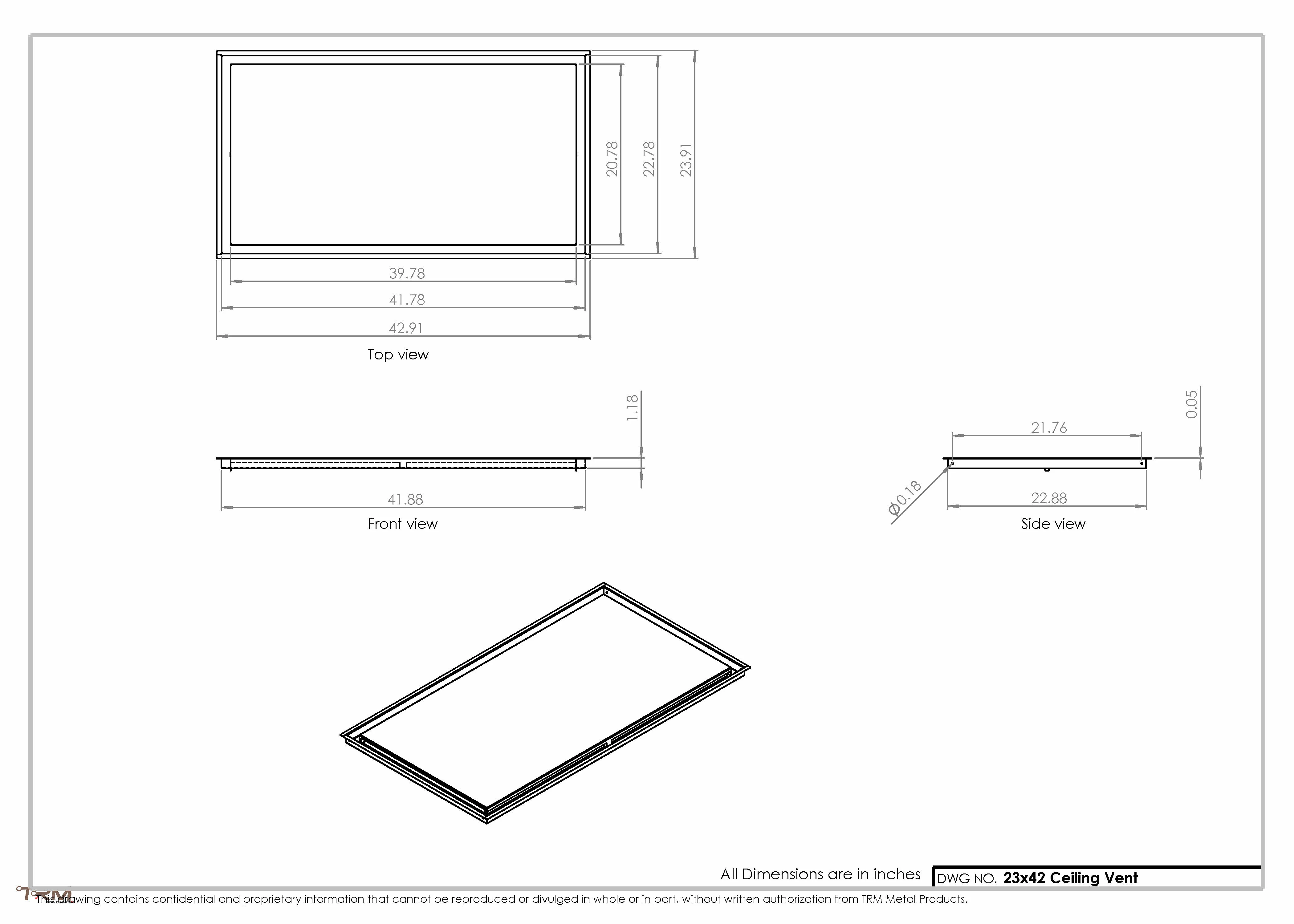23x42-Modern-Ceiling-Vent Cover-TRM Metal- 42x23 - Image 2