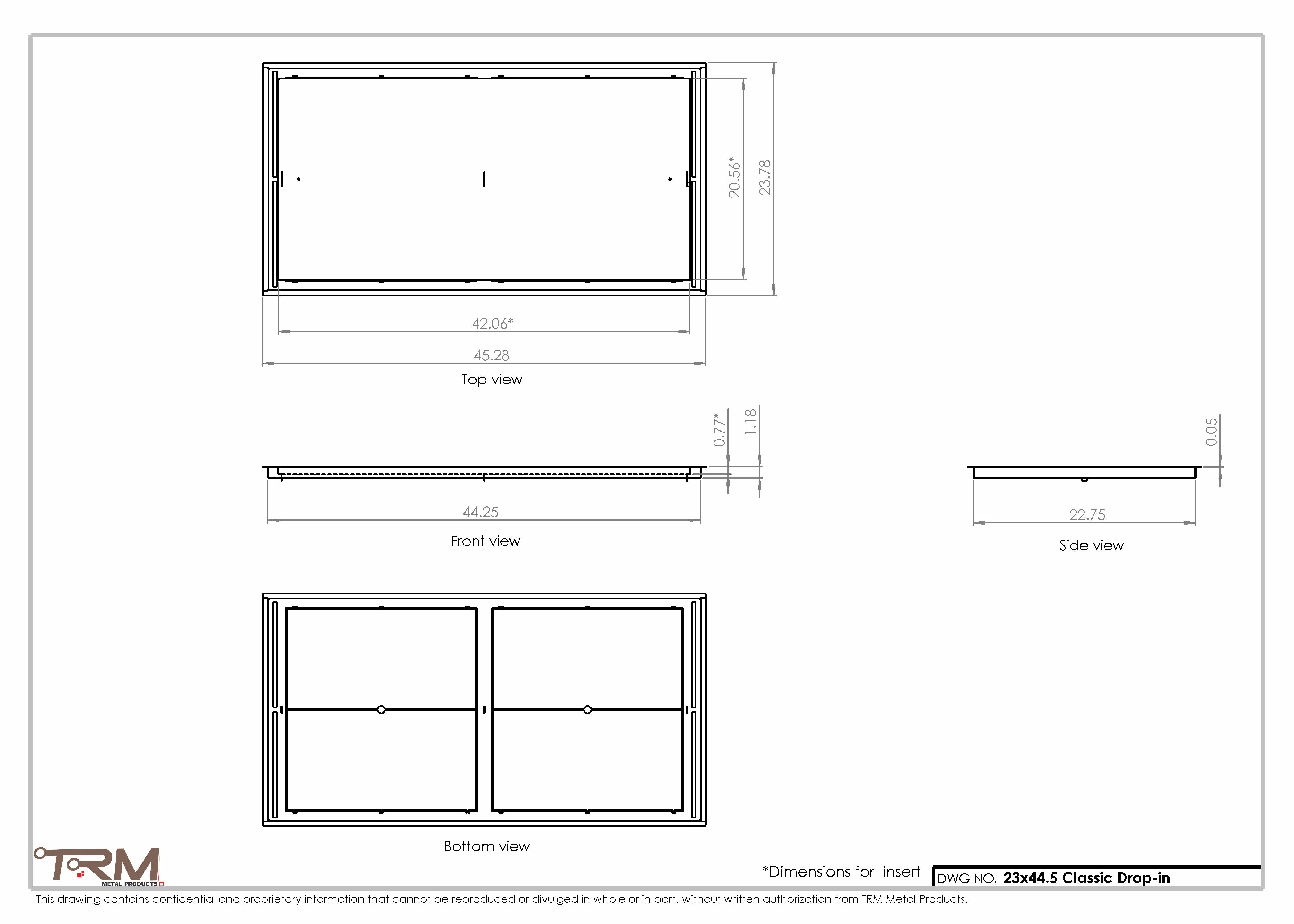 23x44.5 - Classic Drop-in Air Vent, Flush Floor-Matching, All Metal, Floor Vent Cover - TRM Metal  44.5x23 - Image 2