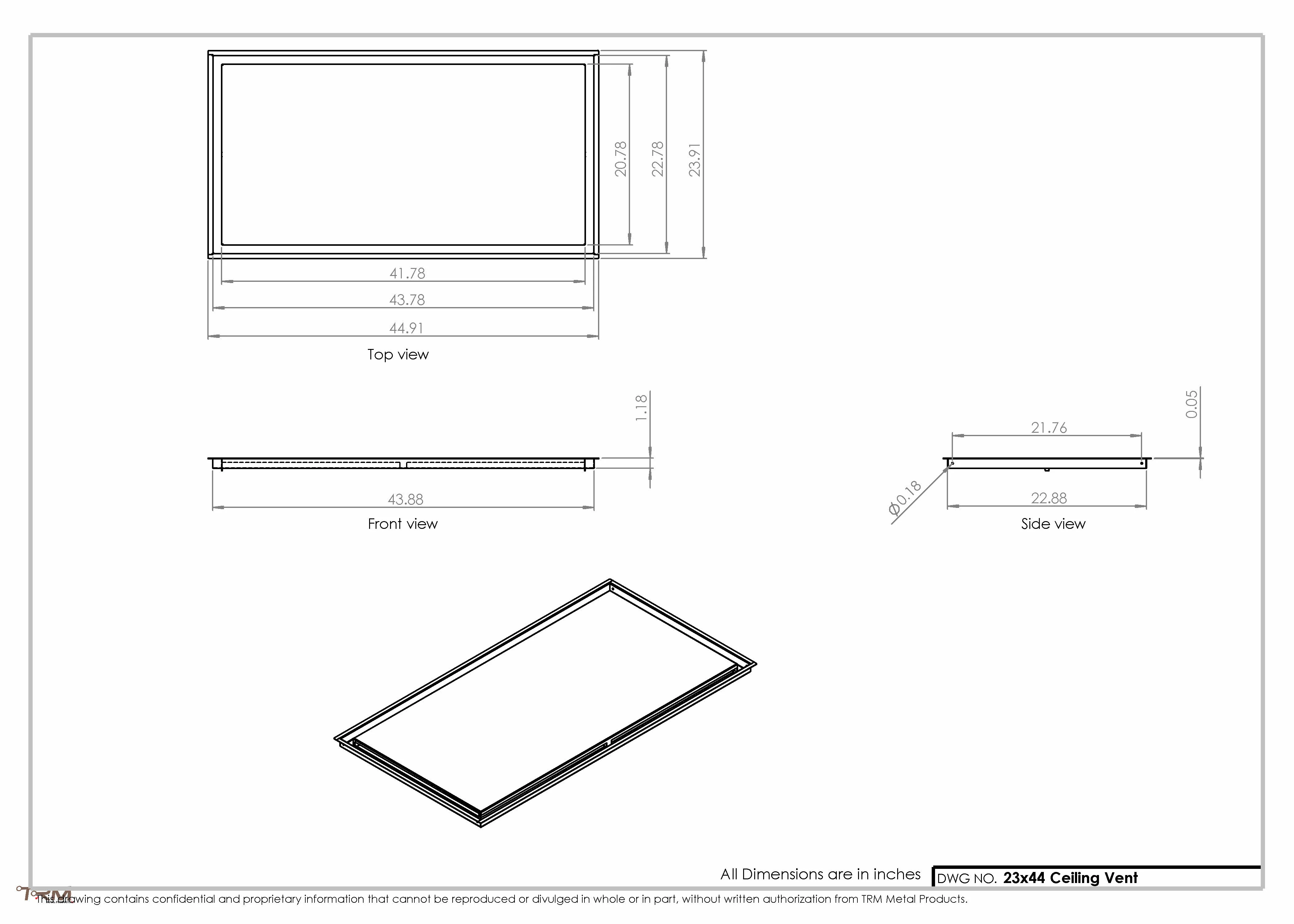 23x44-Modern-Ceiling-Vent Cover-TRM Metal- 44x23 - Image 2