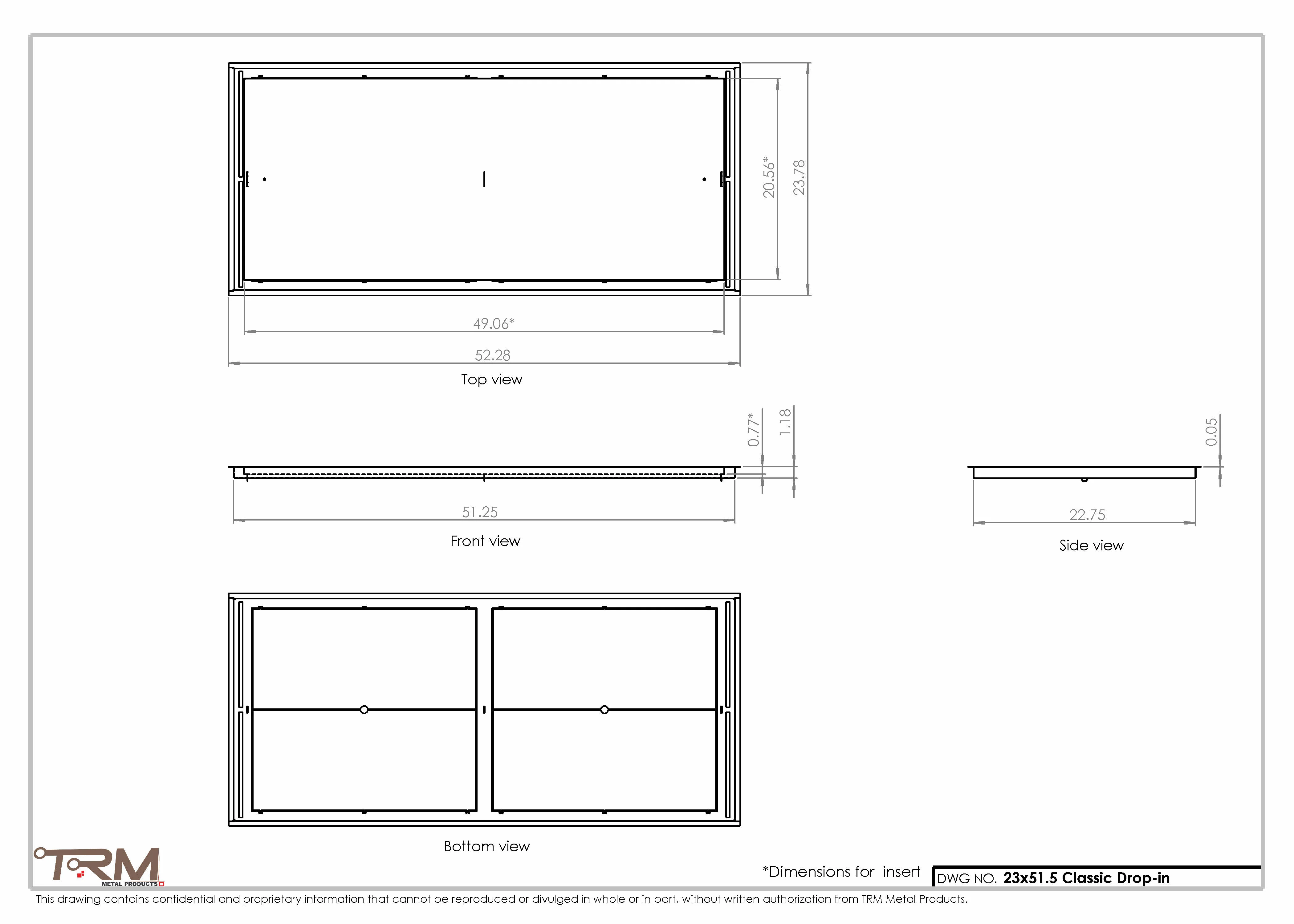 23x51.5 - Classic Drop-in Air Vent, Flush Floor-Matching, All Metal, Floor Vent Cover - TRM Metal 51.5x23 - Image 2