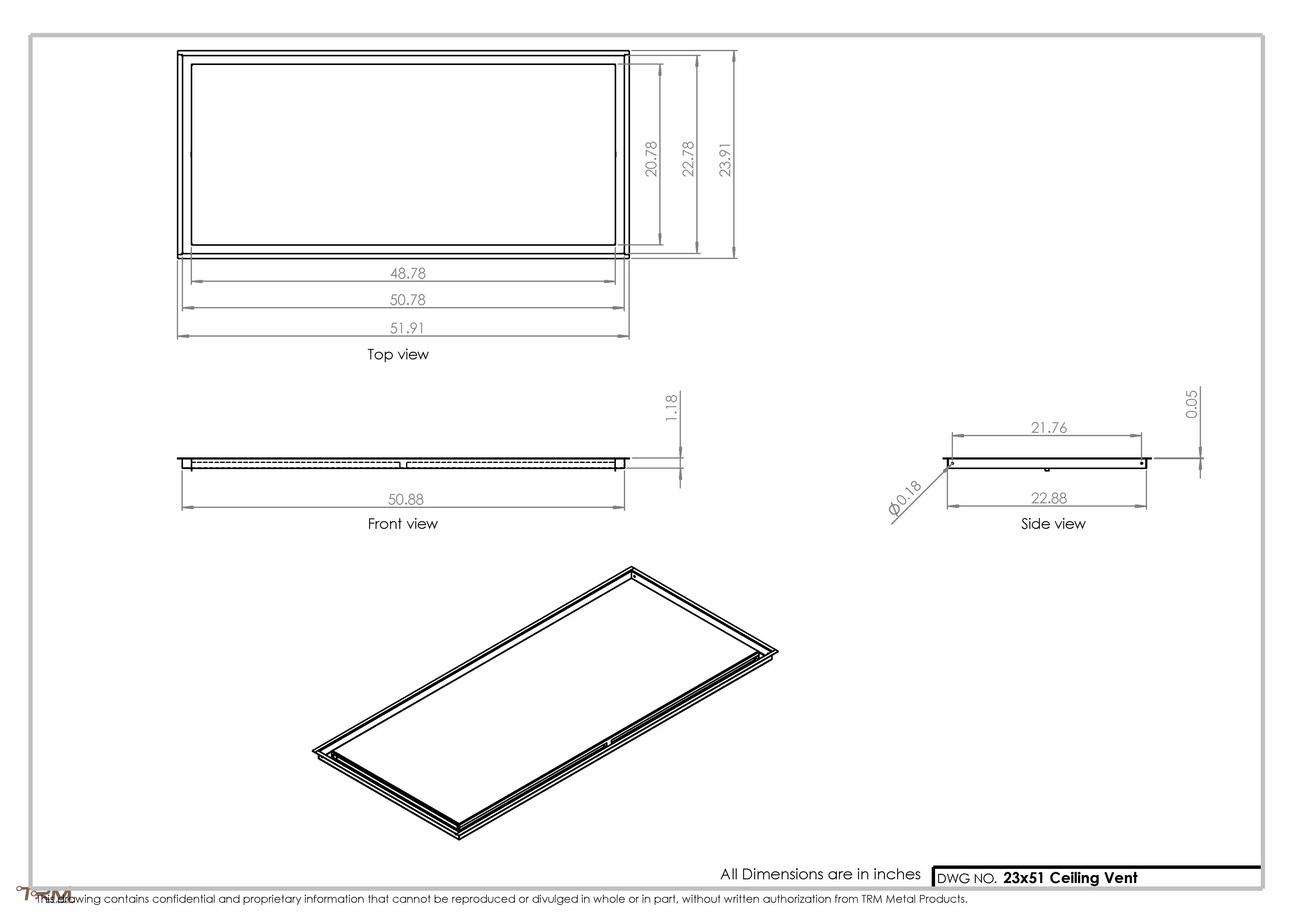 23x51-Modern-Ceiling-Vent Cover-TRM Metal- 51x23 - Image 2