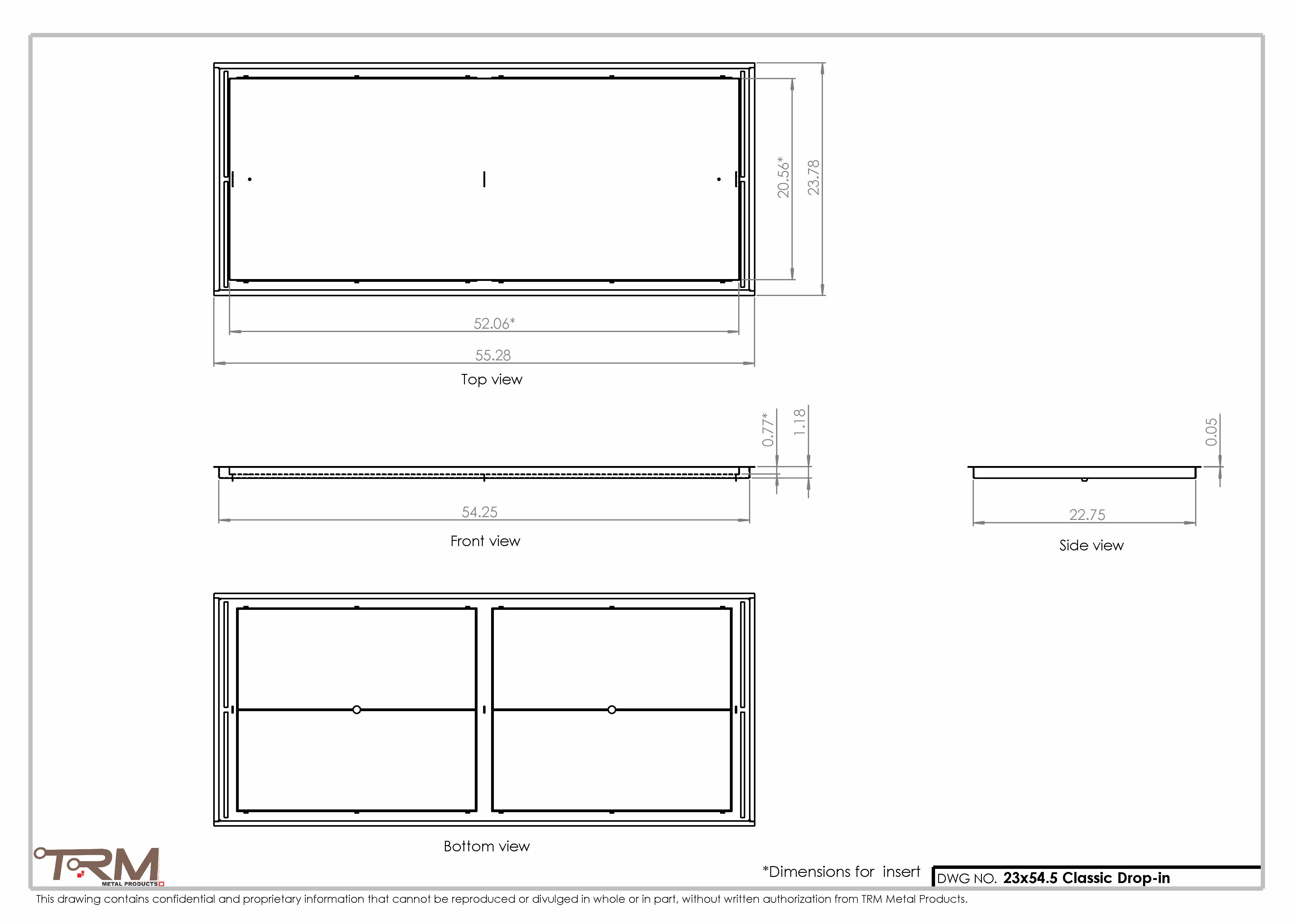 23x54.5 - Classic Drop-in Air Vent, Flush Floor-Matching, All Metal, Floor Vent Cover - TRM Metal 54.5x23 - Image 2
