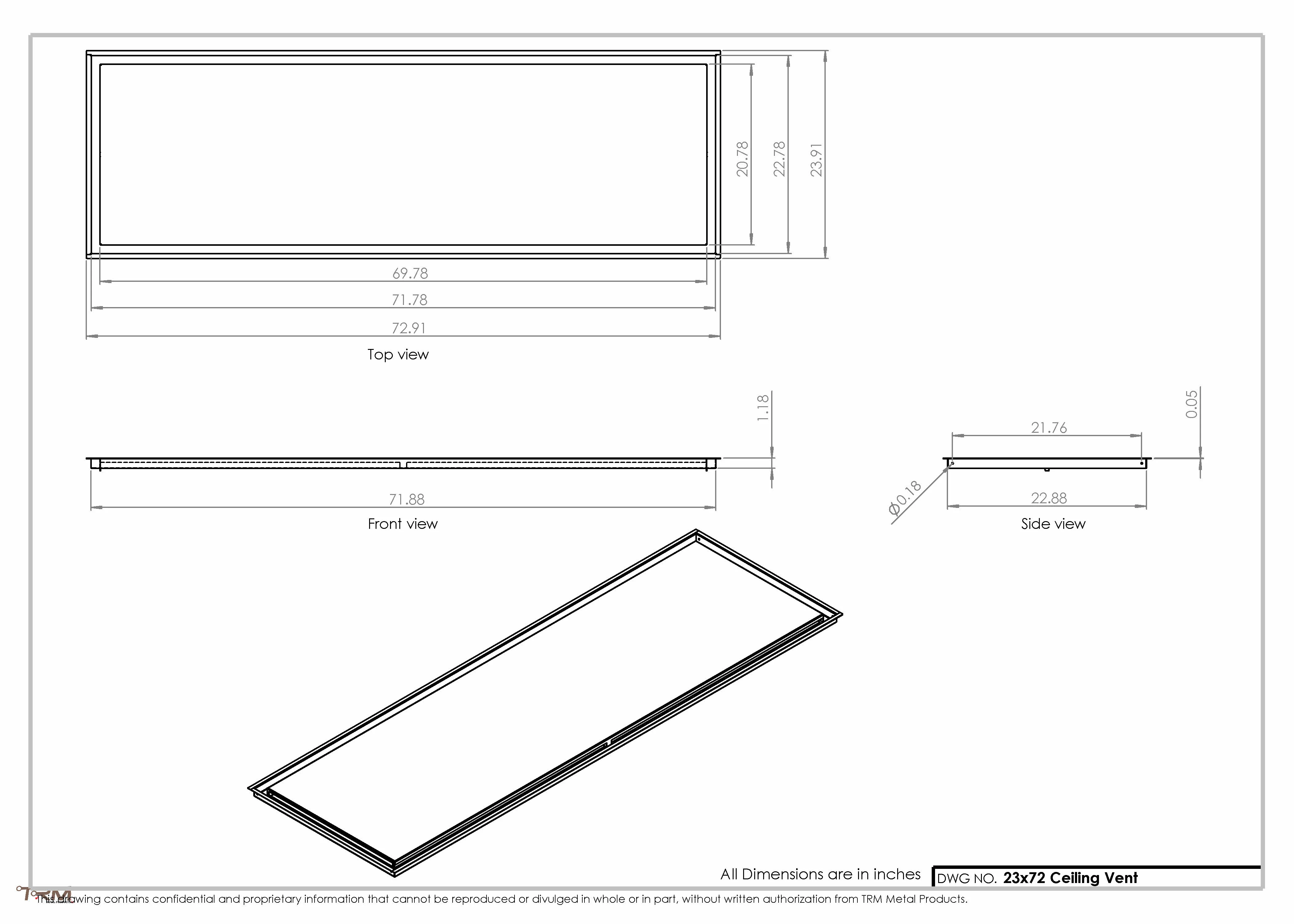 23x72-Modern-Ceiling-Vent Cover-TRM Metal- 72x23 - Image 2