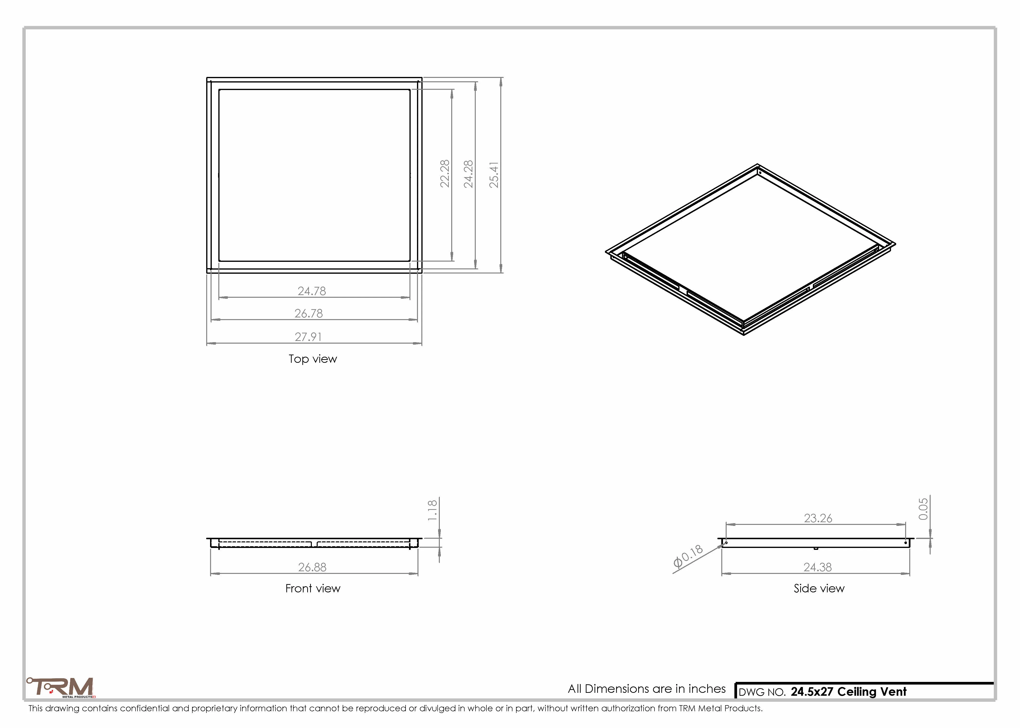 24.5x27 - Modern-Ceiling-Vent Cover-TRM Metal - 27x24.5 - Image 2