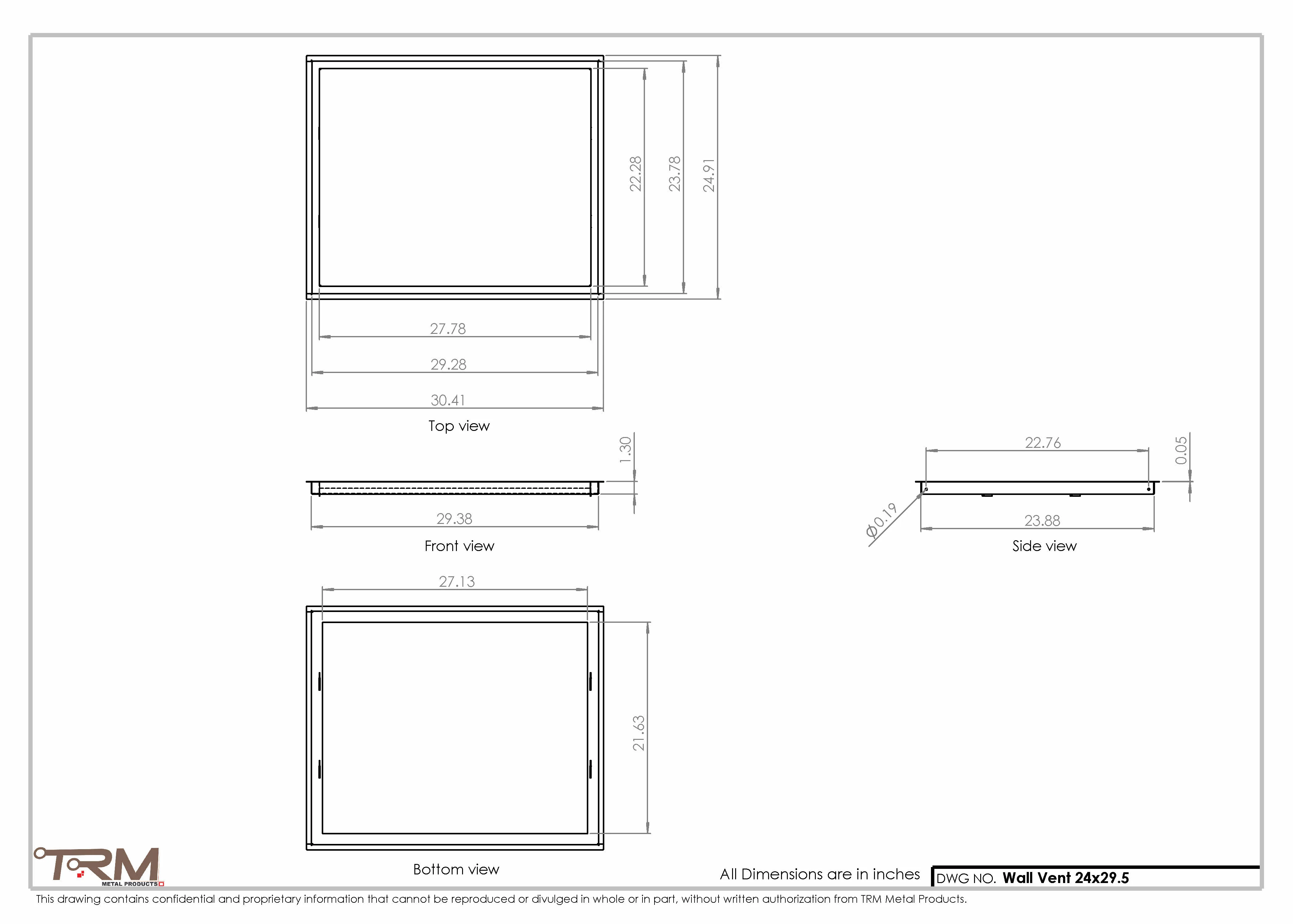 24x29.5 - Wall Vent - Modern Vent Cover -  Return Air Vent - TRM Metal  29.5x24 - Image 2
