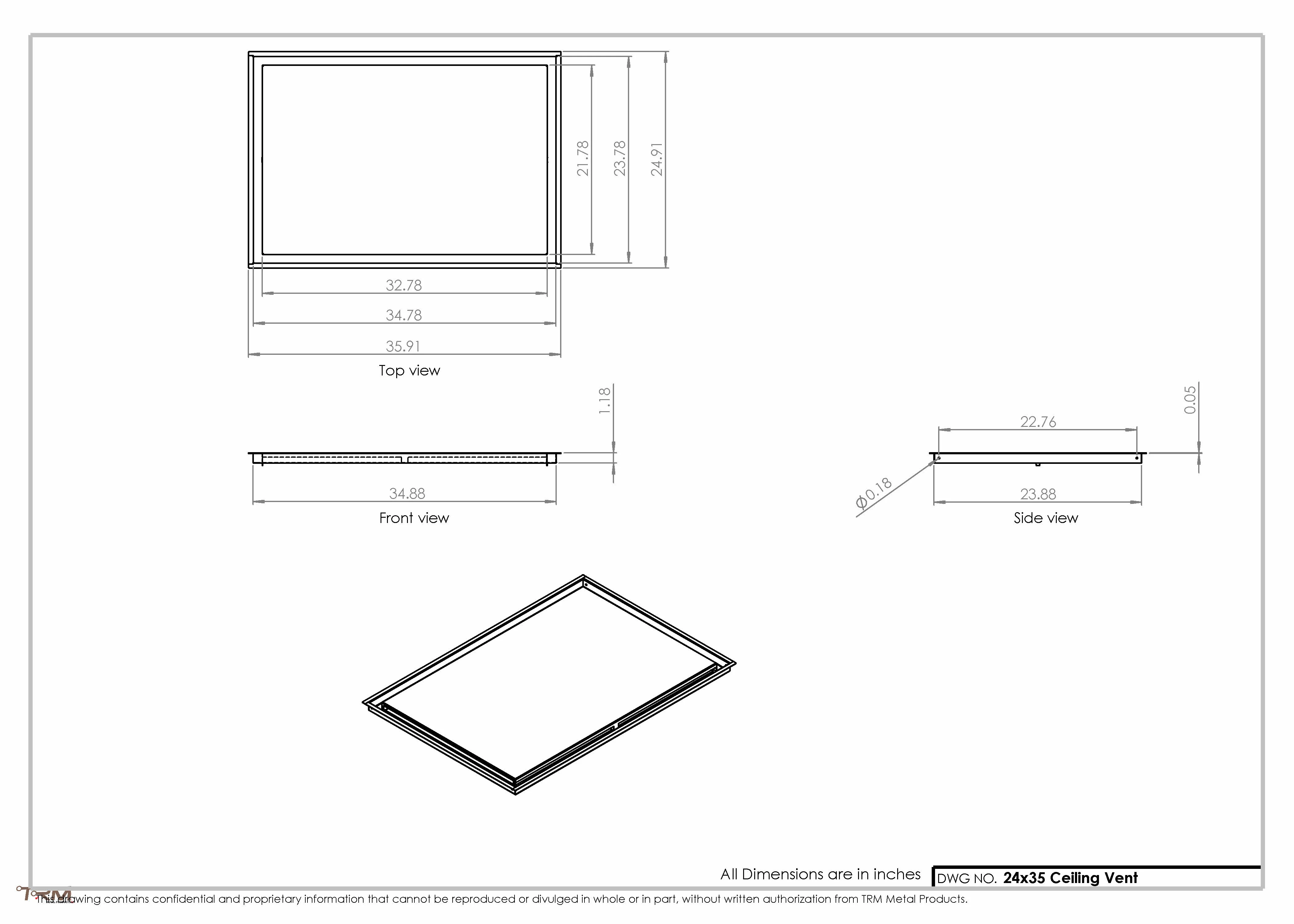 24x35-Modern-Ceiling-Vent Cover-TRM Metal- 35x24 - Image 2
