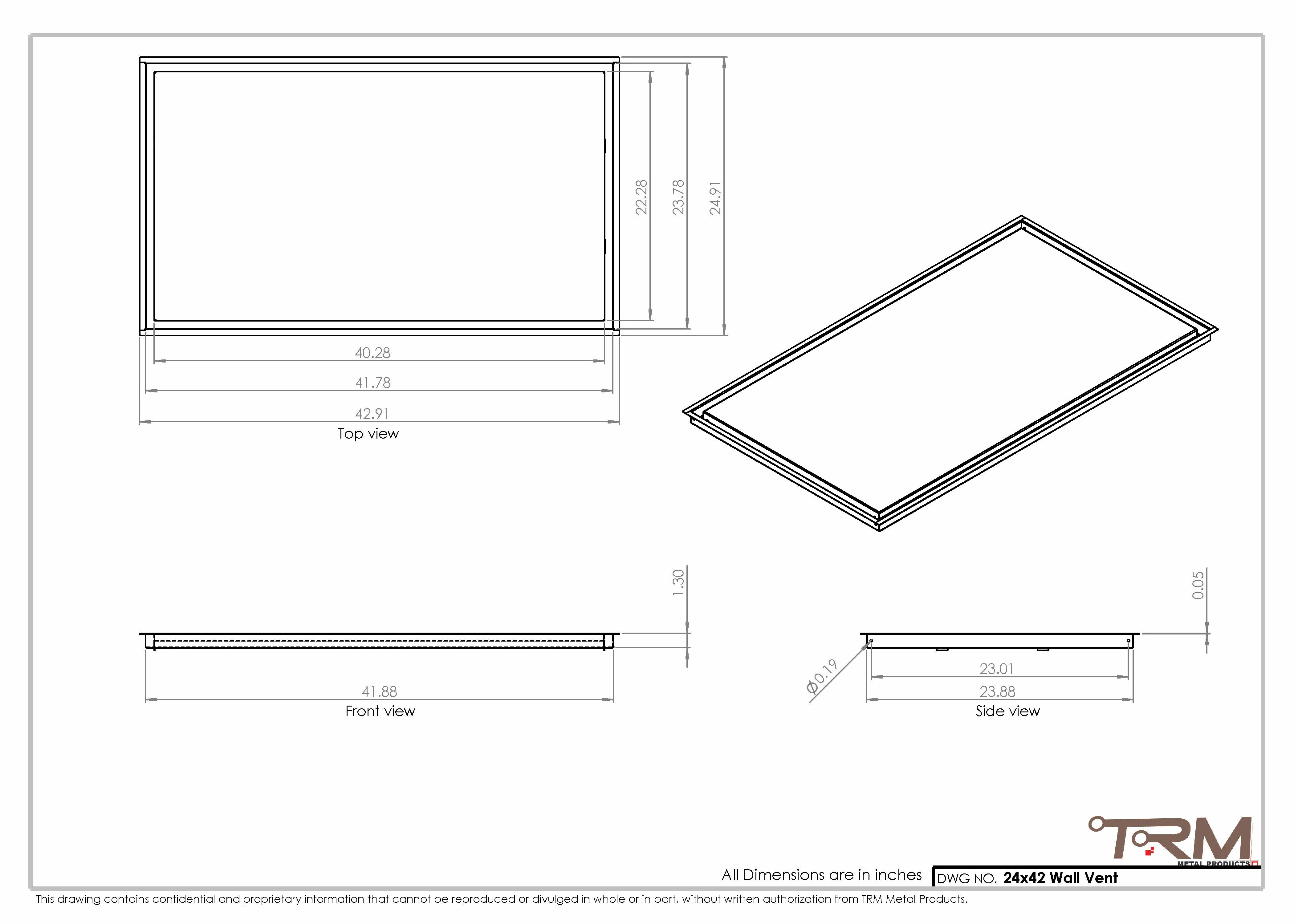 24x42 - Wall Vent - Modern Vent Cover -  Return Air Vent - TRM Metal  42x24 - Image 2