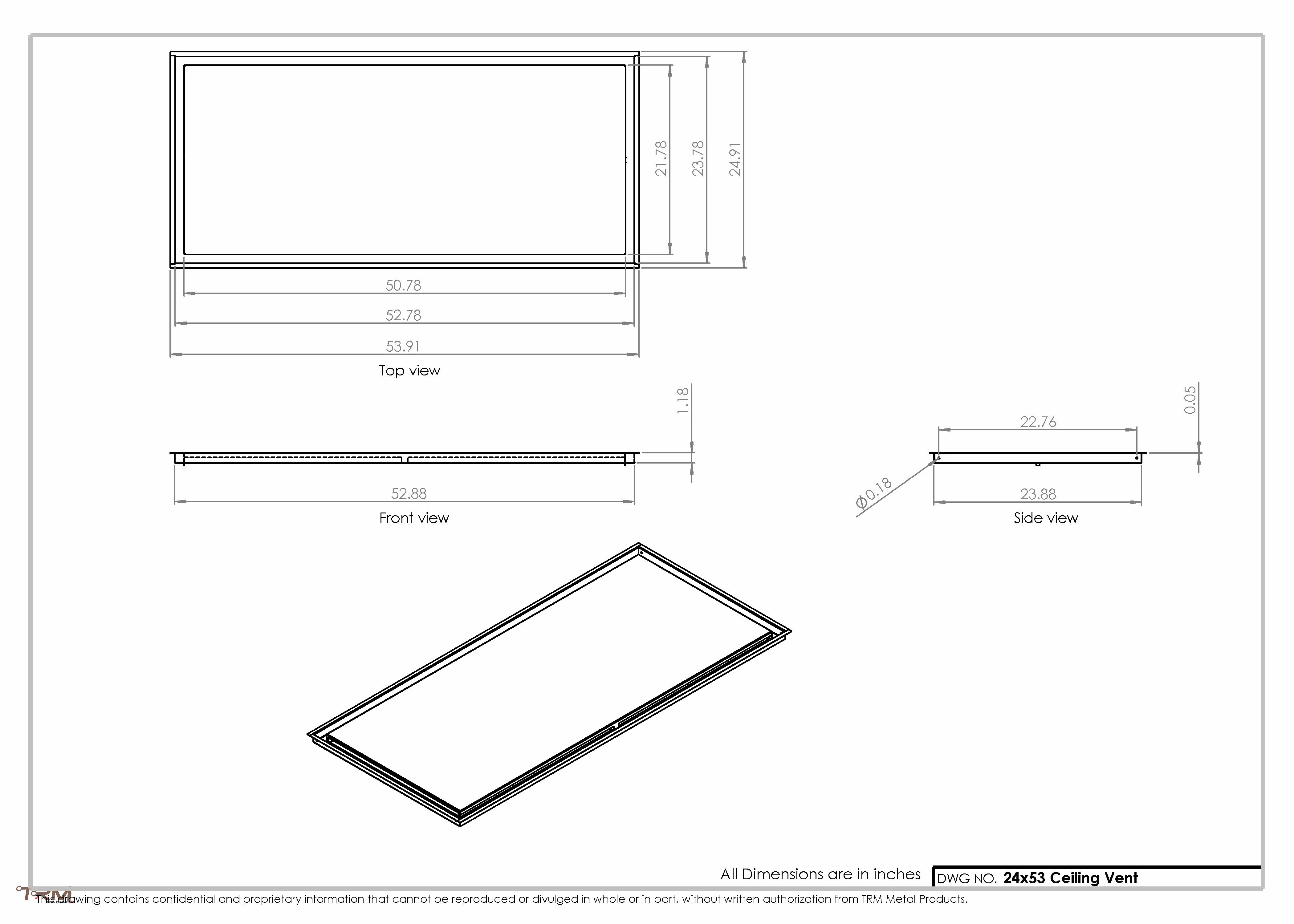 24x53-Modern-Ceiling-Vent Cover-TRM Metal- 53x24 - Image 2