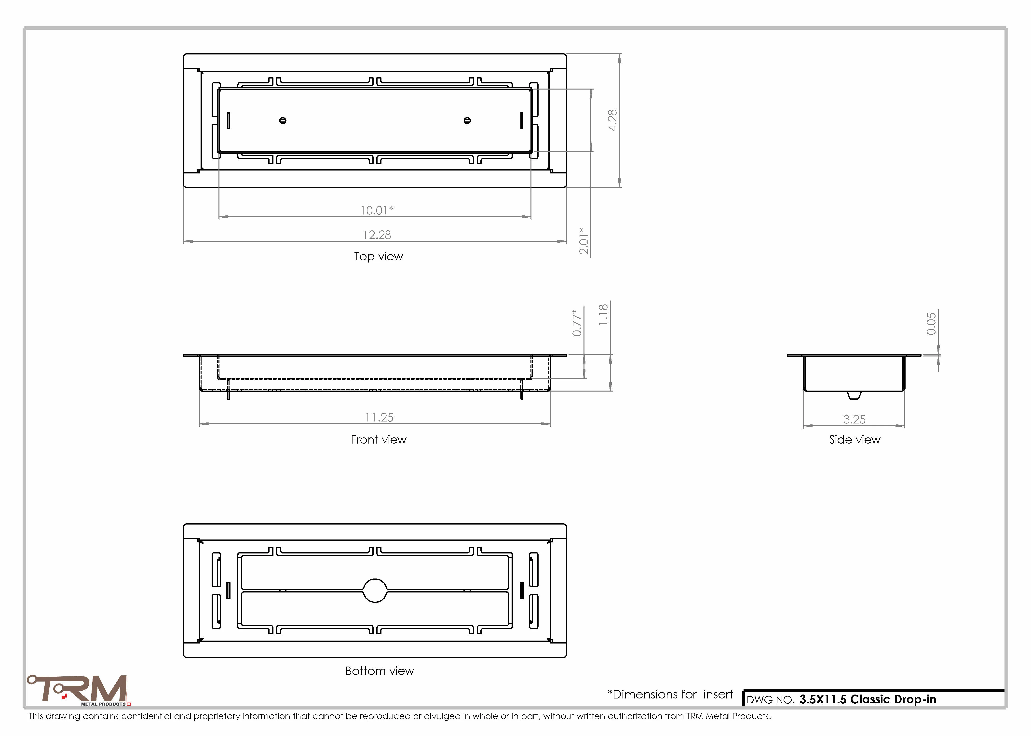 3.5x11.5 - Classic Drop-in Air Vent, Flush Floor-Matching, All Metal, Floor Vent Cover - TRM Metal 11.5x3.5 - Image 2