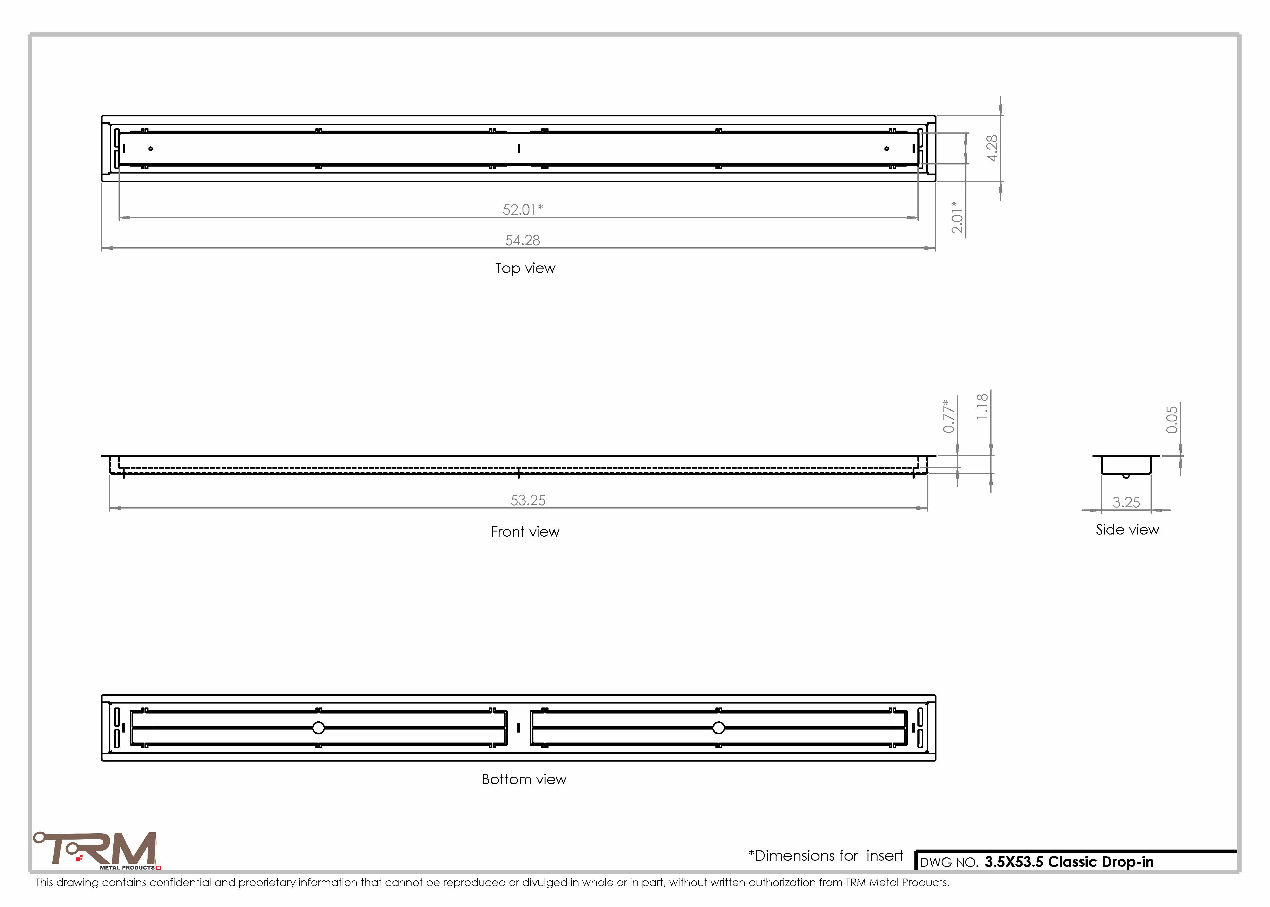 3.5x53.5 - Classic Drop-in Air Vent, Flush Floor-Matching, All Metal, Floor Vent Cover - TRM Metal 53.5x3.5 - Image 2