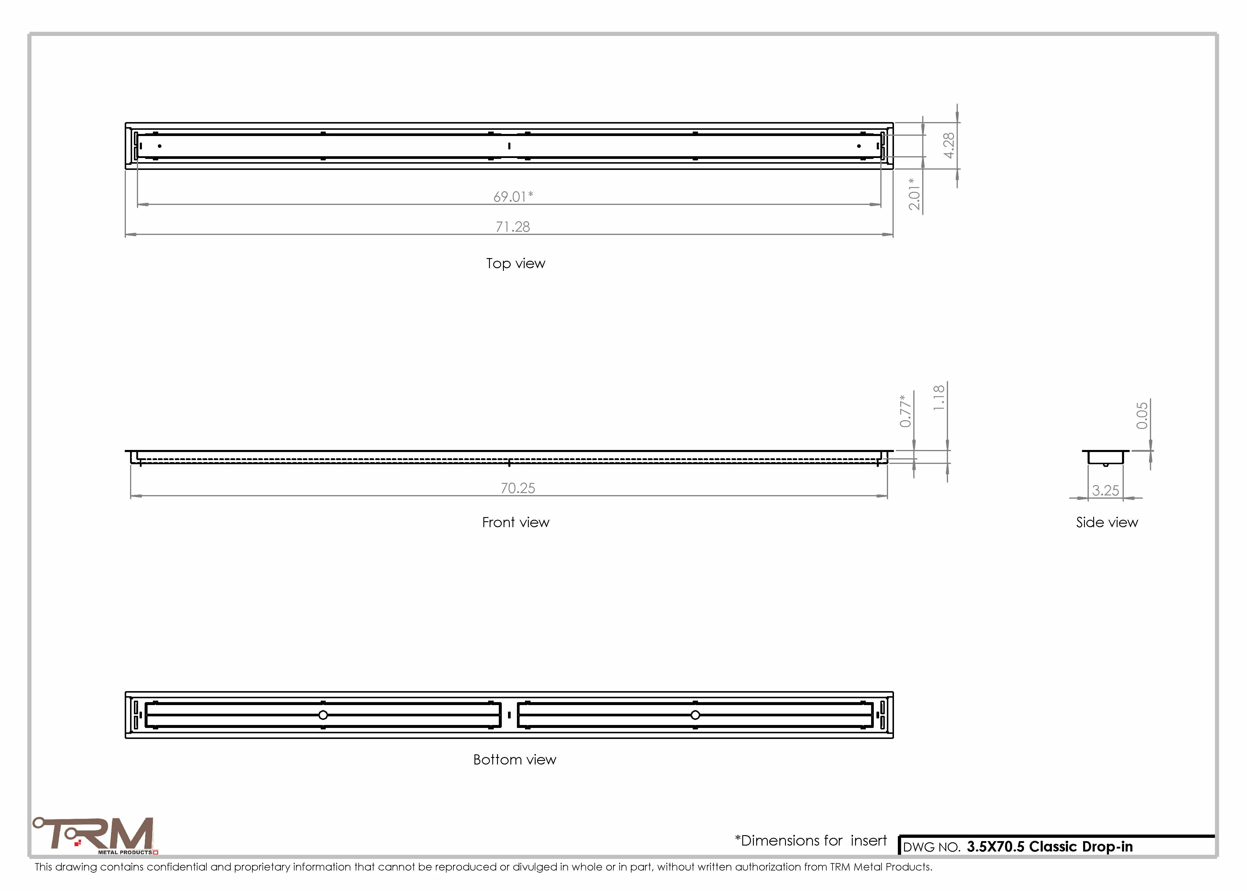 3.5x70.5 - Classic Drop-in Air Vent, Flush Floor-Matching, All Metal, Floor Vent Cover - TRM Metal 70.5x3.5 - Image 2