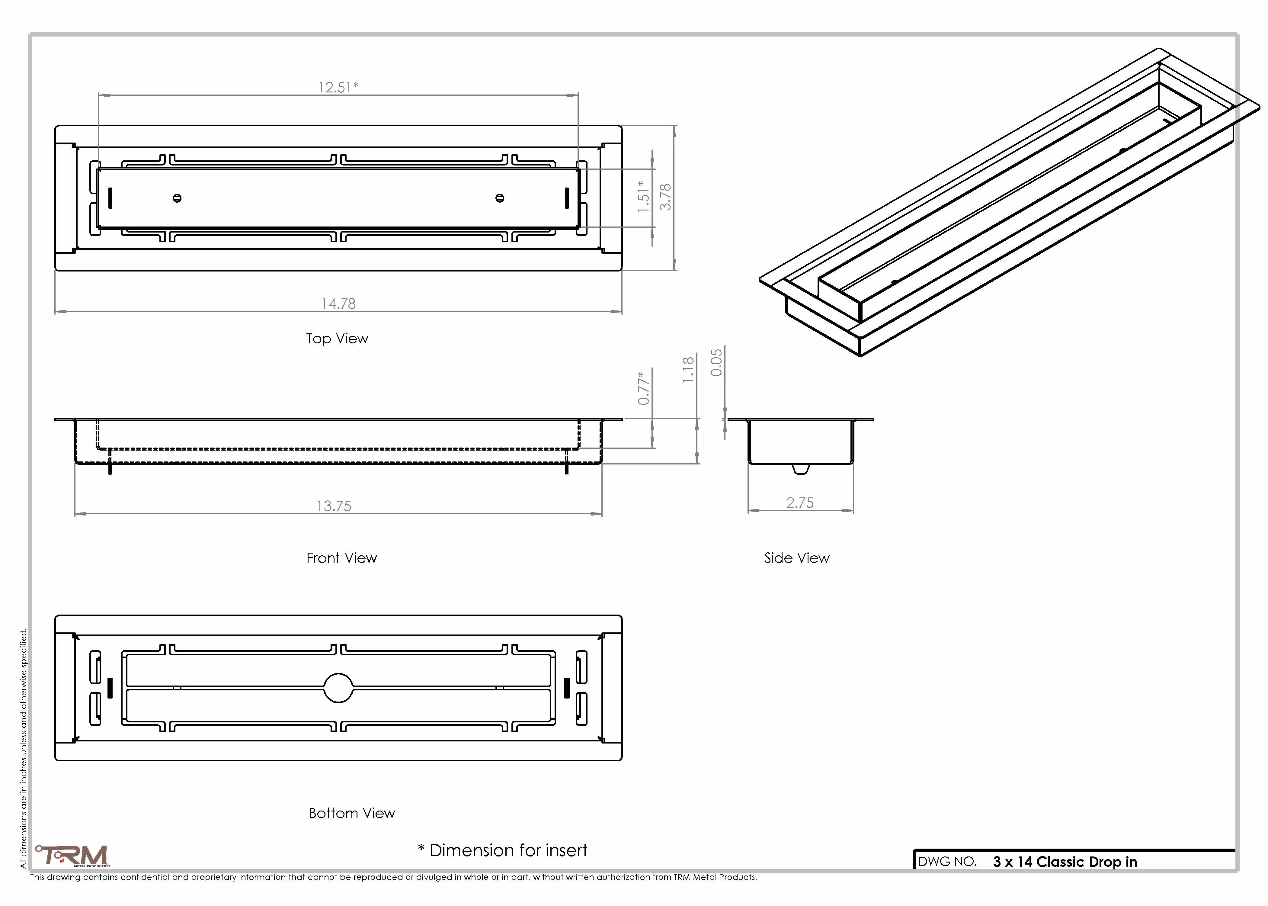 3x14 Classic Drop-in Air Vent, Flush Floor-Matching, All Metal, Floor Vent Cover (14x3) - Image 2