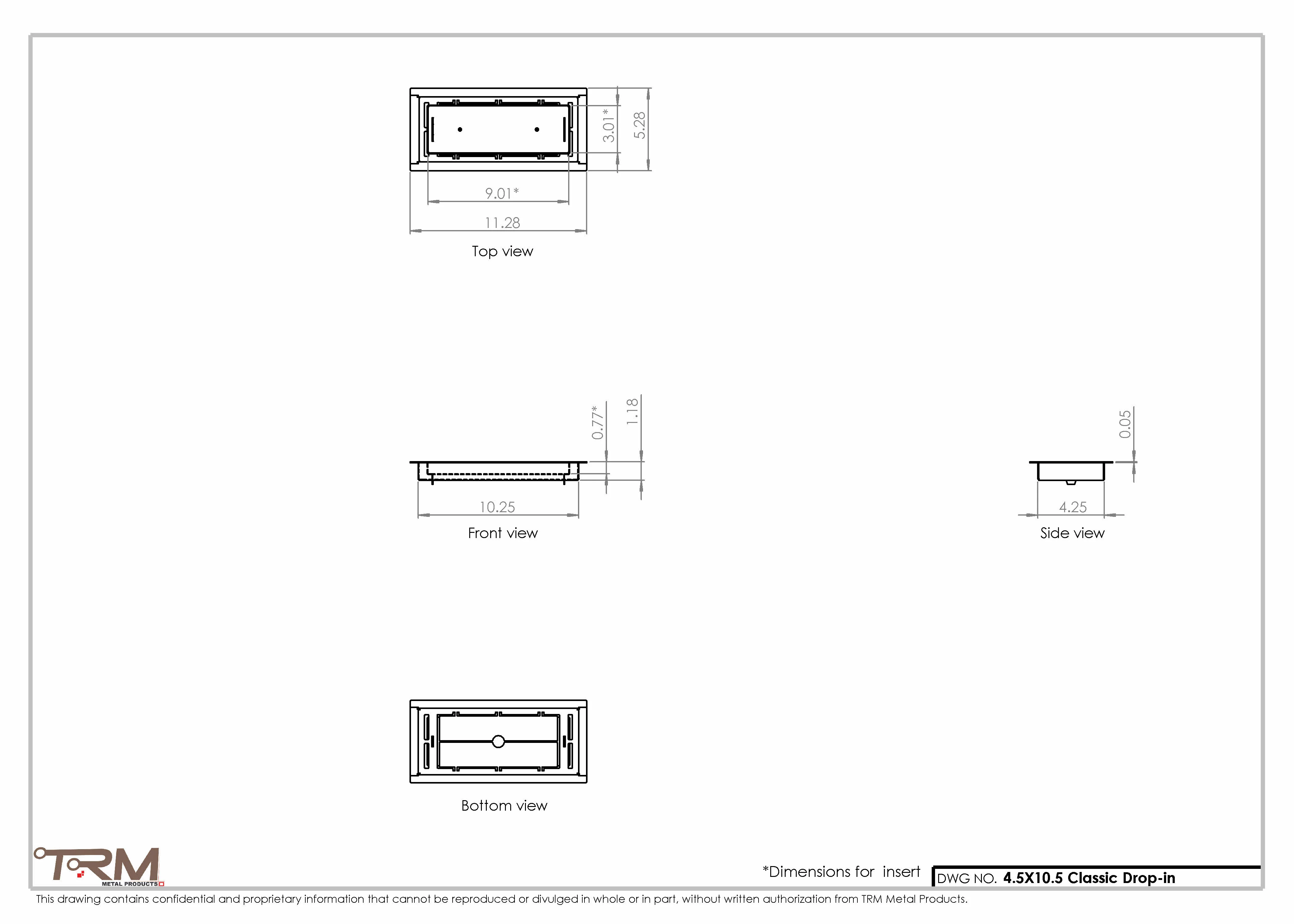4.5x10.5 - Classic Drop-in Air Vent, Flush Floor-Matching, All Metal, Floor Vent Cover - TRM Metal  10.5x4.5 - Image 2