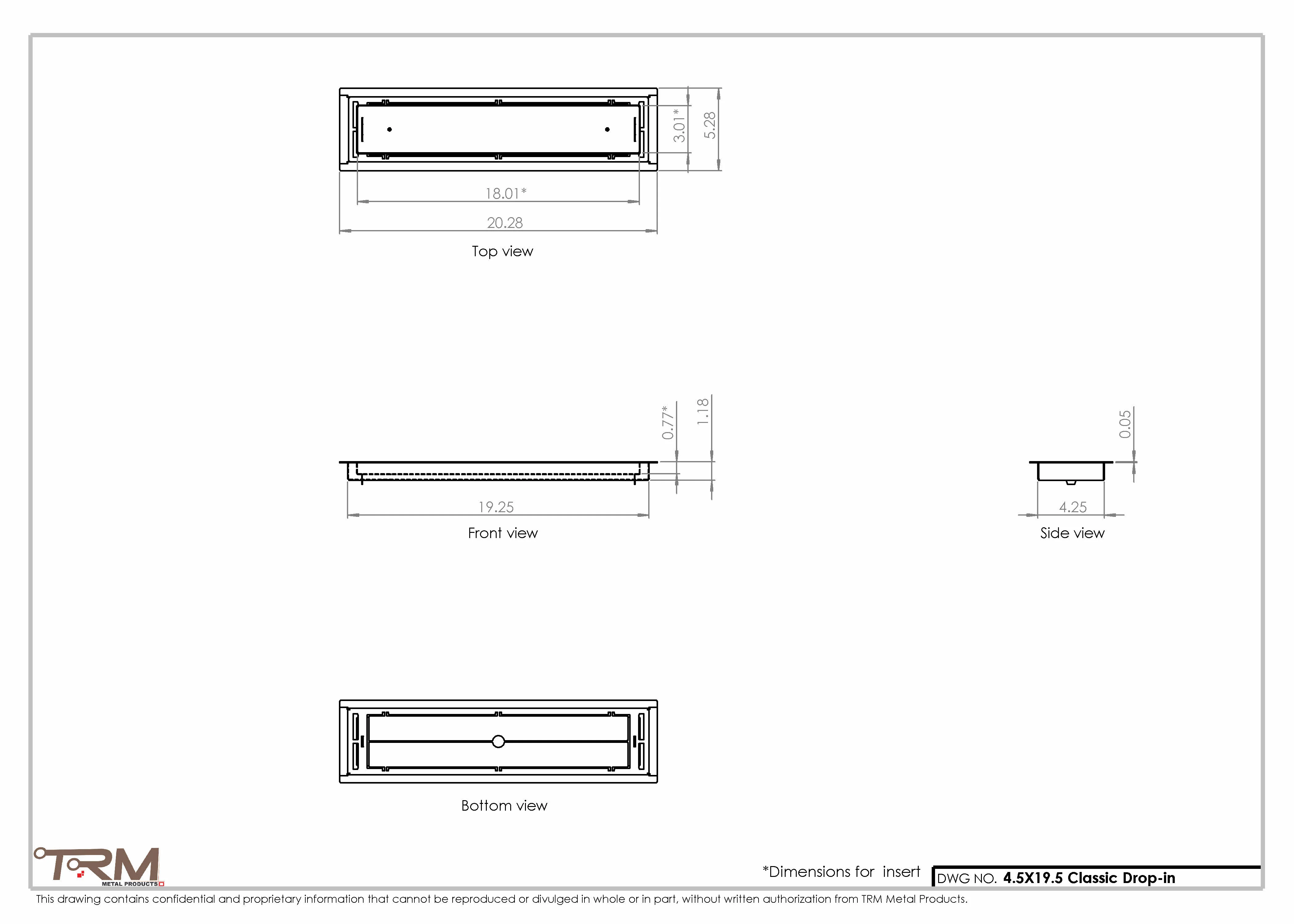 4.5x19.5 - Classic Drop-in Air Vent, Flush Floor-Matching, All Metal, Floor Vent Cover - TRM Metal 19.5x4.5 - Image 2
