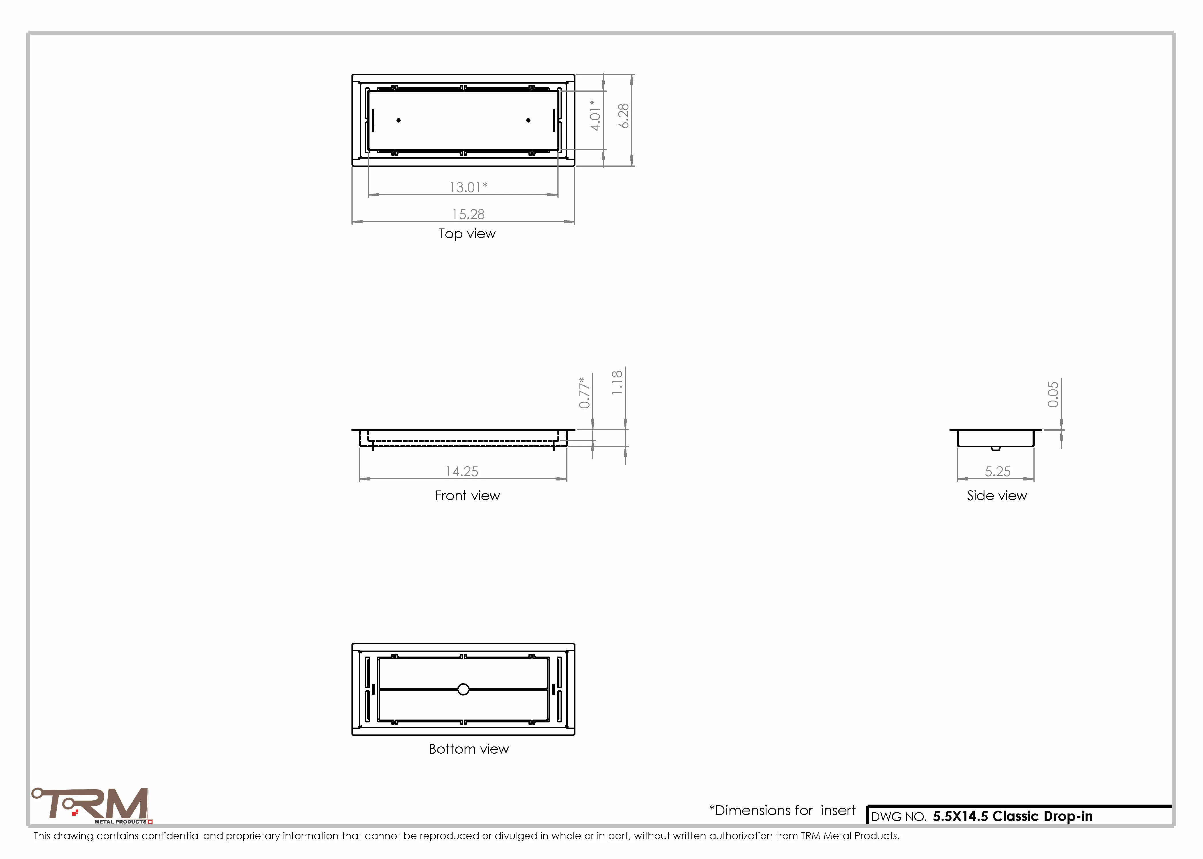 5.5x14.5 - Classic Drop-in Air Vent, Flush Floor-Matching, All Metal, Floor Vent Cover - TRM Metal  14.5x5.5 - Image 2