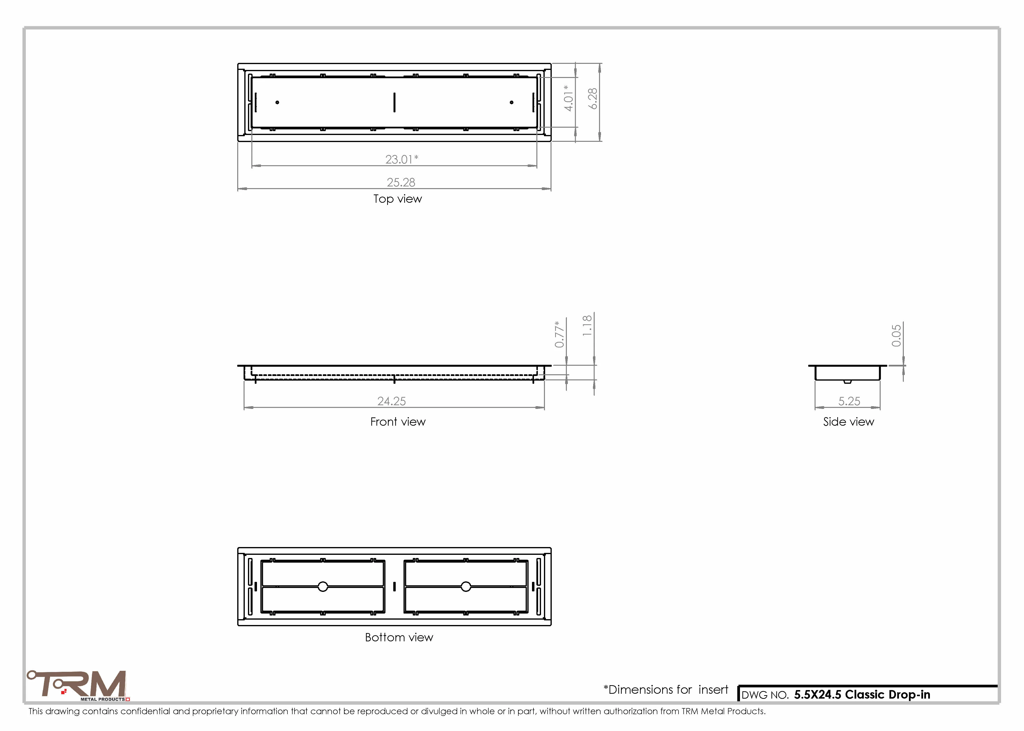 5.5x24.5 - Classic Drop-in Air Vent, Flush Floor-Matching, All Metal, Floor Vent Cover - TRM Metal 24.5x5.5 - Image 2