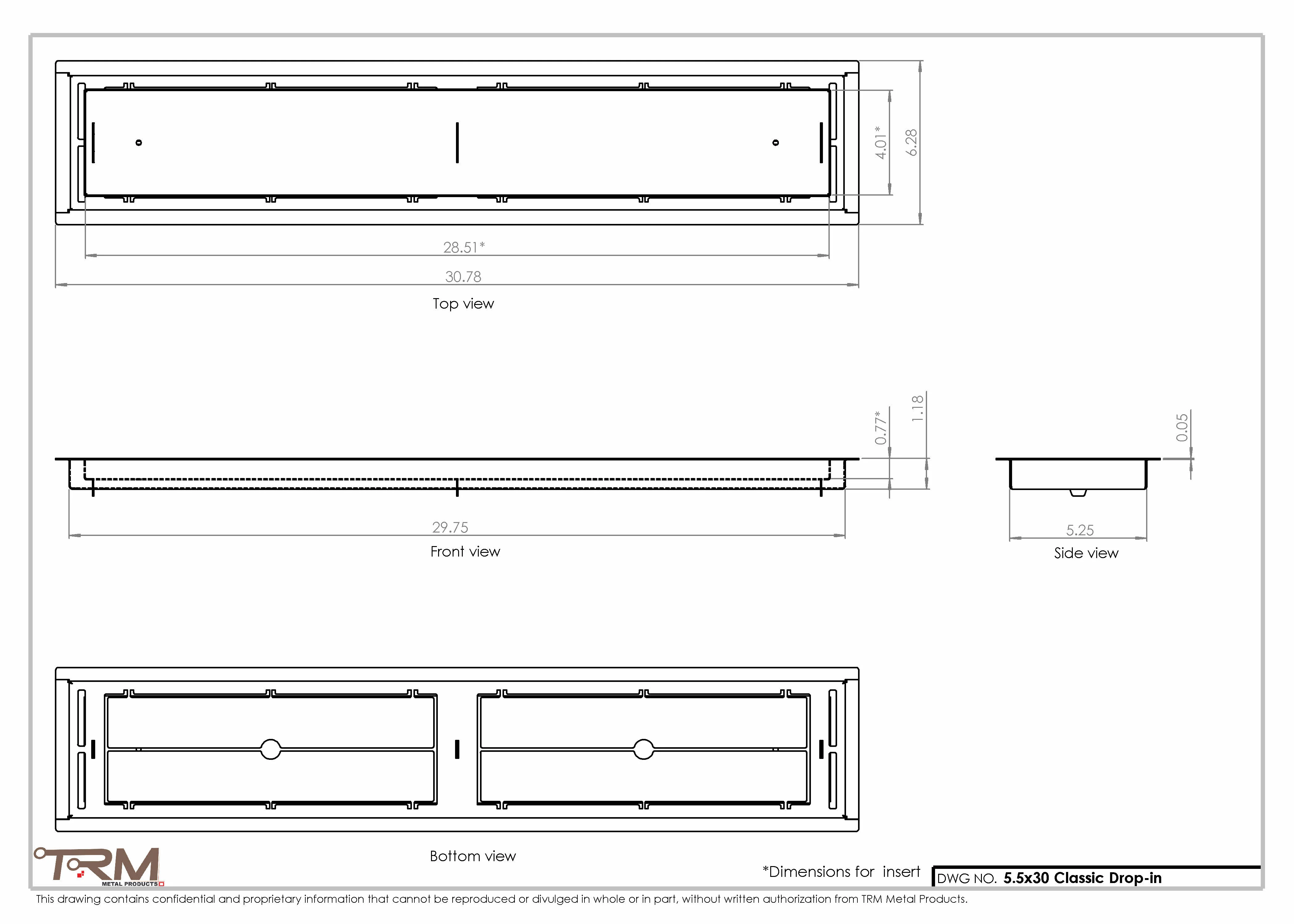 5.5x30 - Classic Drop-in Air Vent, Flush Floor-Matching, All Metal, Floor Vent Cover - TRM Metal  30x5.5 - Image 2