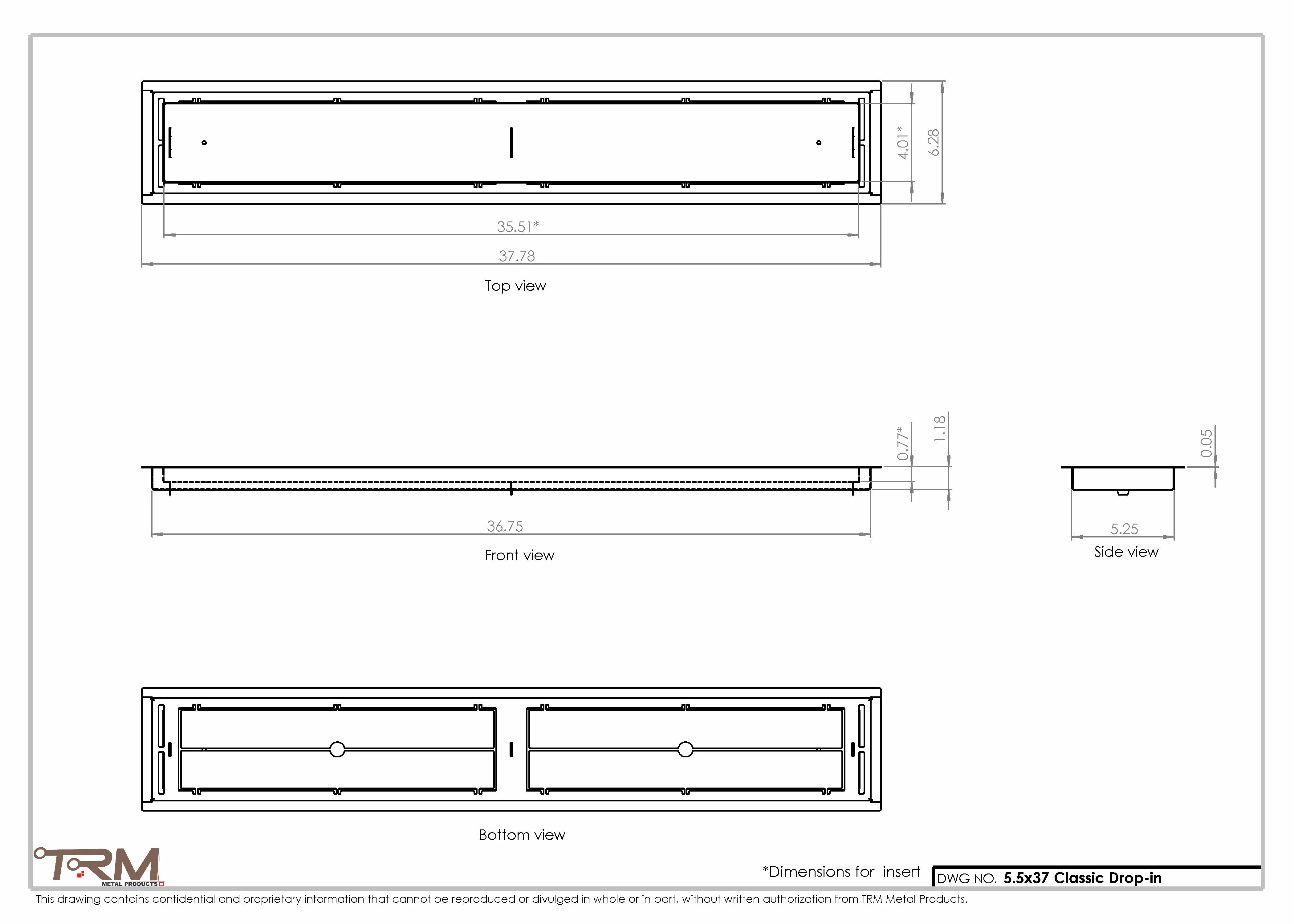 5.5x37 - Classic Drop-in Air Vent, Flush Floor-Matching, All Metal, Floor Vent Cover - TRM Metal  37x5.5 - Image 2