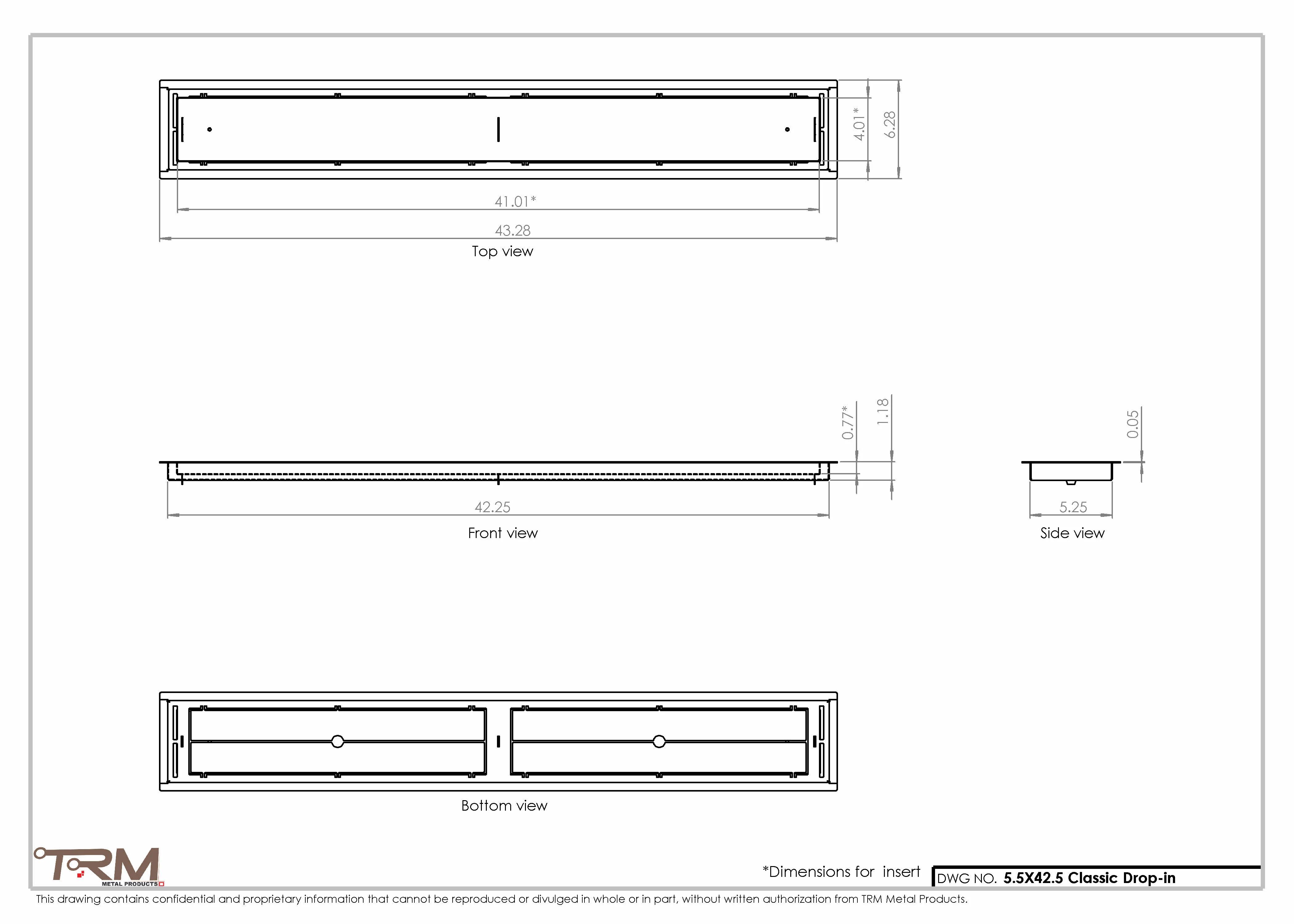 5.5x42.5 - Classic Drop-in Air Vent, Flush Floor-Matching, All Metal, Floor Vent Cover - TRM Metal 42.5x5.5 - Image 2