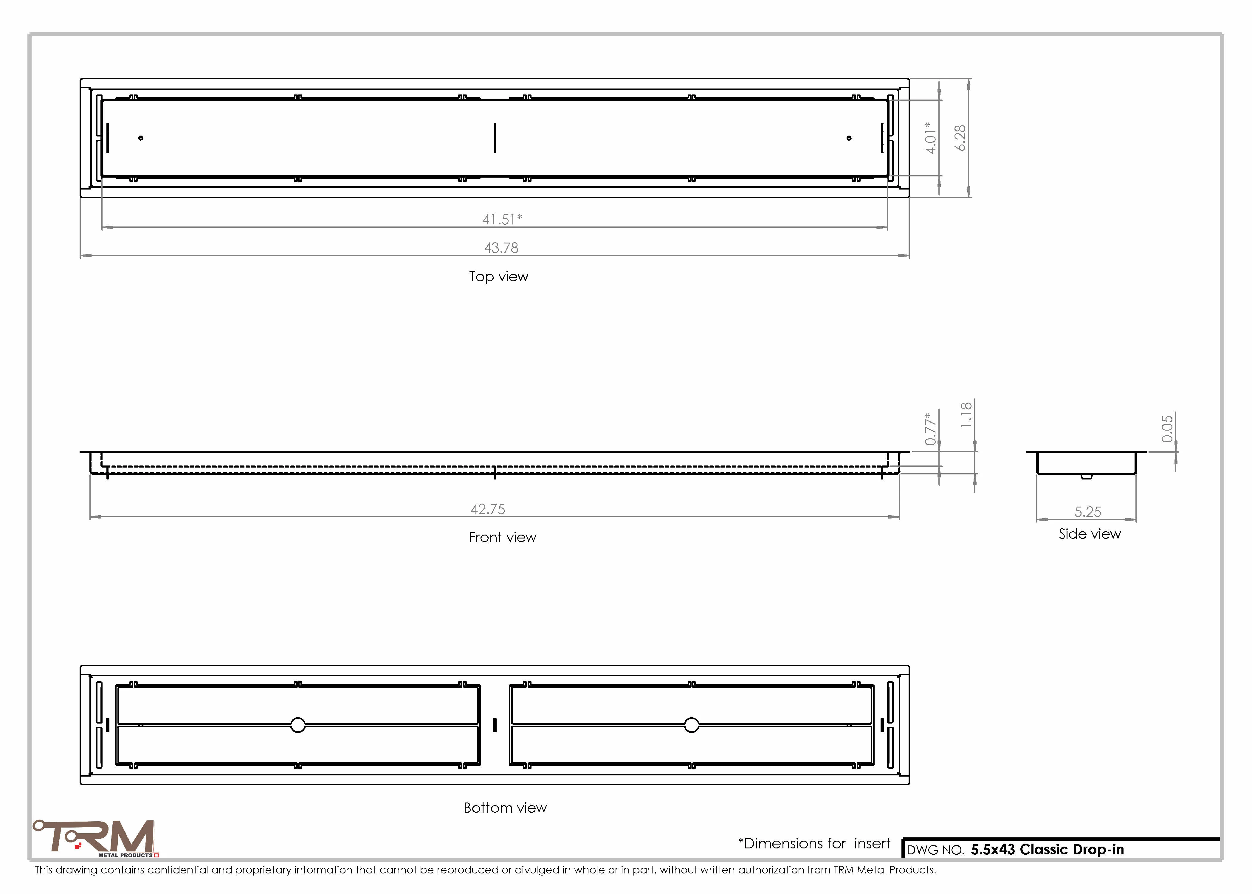 5.5x43 - Classic Drop-in Air Vent, Flush Floor-Matching, All Metal, Floor Vent Cover - TRM Metal  43x5.5 - Image 2
