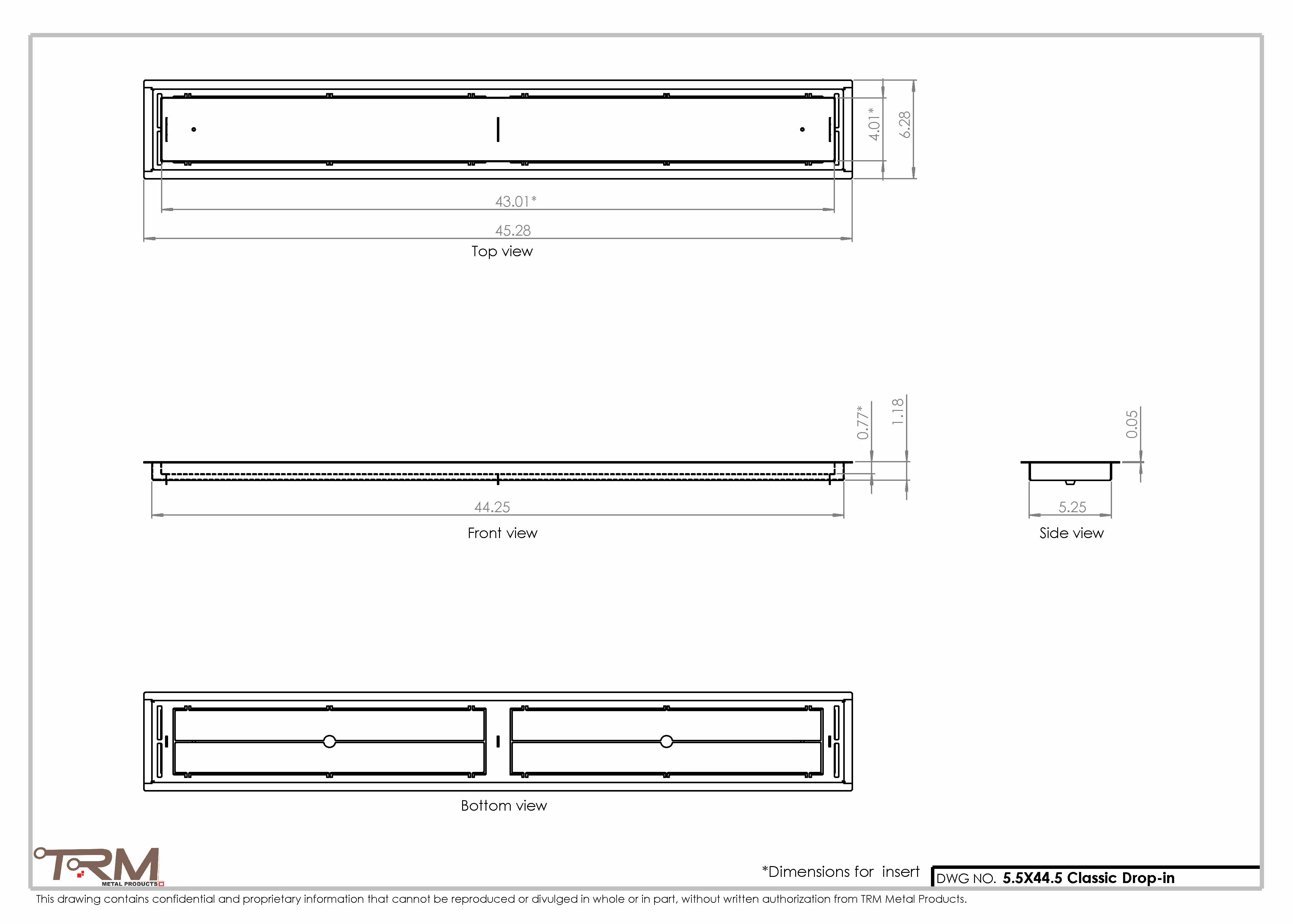 5.5x44.5 - Classic Drop-in Air Vent, Flush Floor-Matching, All Metal, Floor Vent Cover - TRM Metal 44.5x5.5 - Image 2