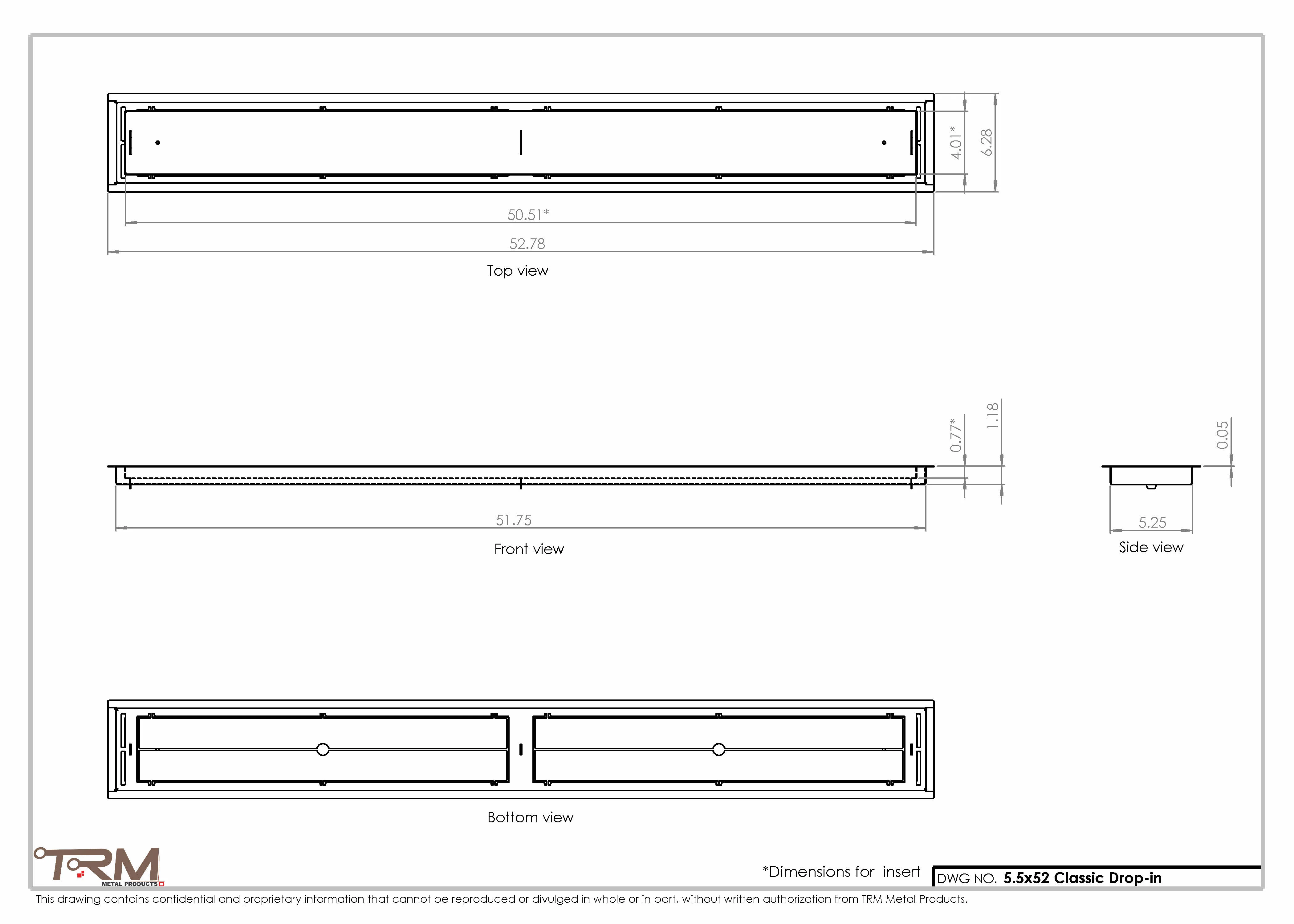 5.5x52 - Classic Drop-in Air Vent, Flush Floor-Matching, All Metal, Floor Vent Cover - TRM Metal  52x5.5 - Image 2