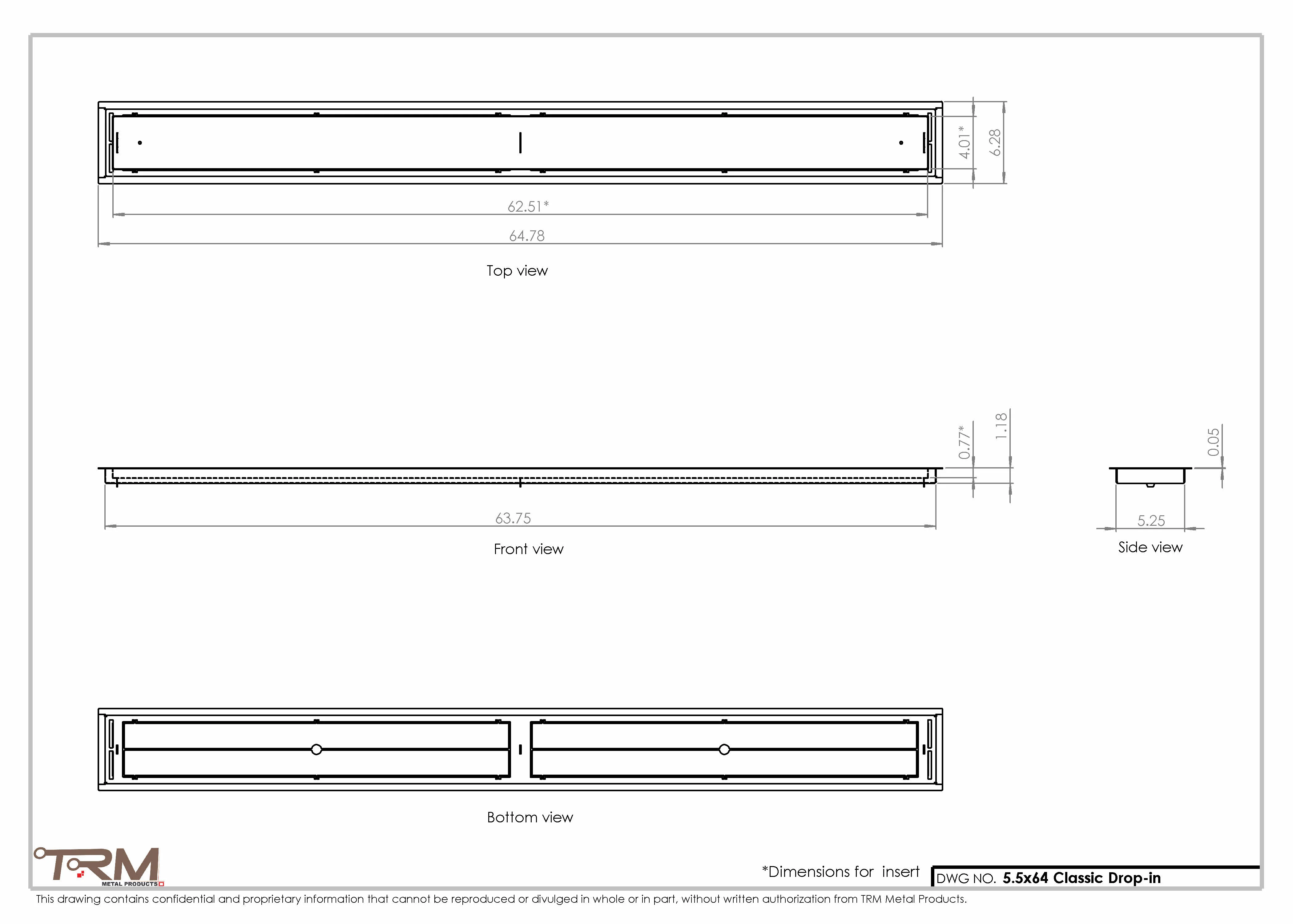 5.5x64 - Classic Drop-in Air Vent, Flush Floor-Matching, All Metal, Floor Vent Cover - TRM Metal  64x5.5 - Image 2