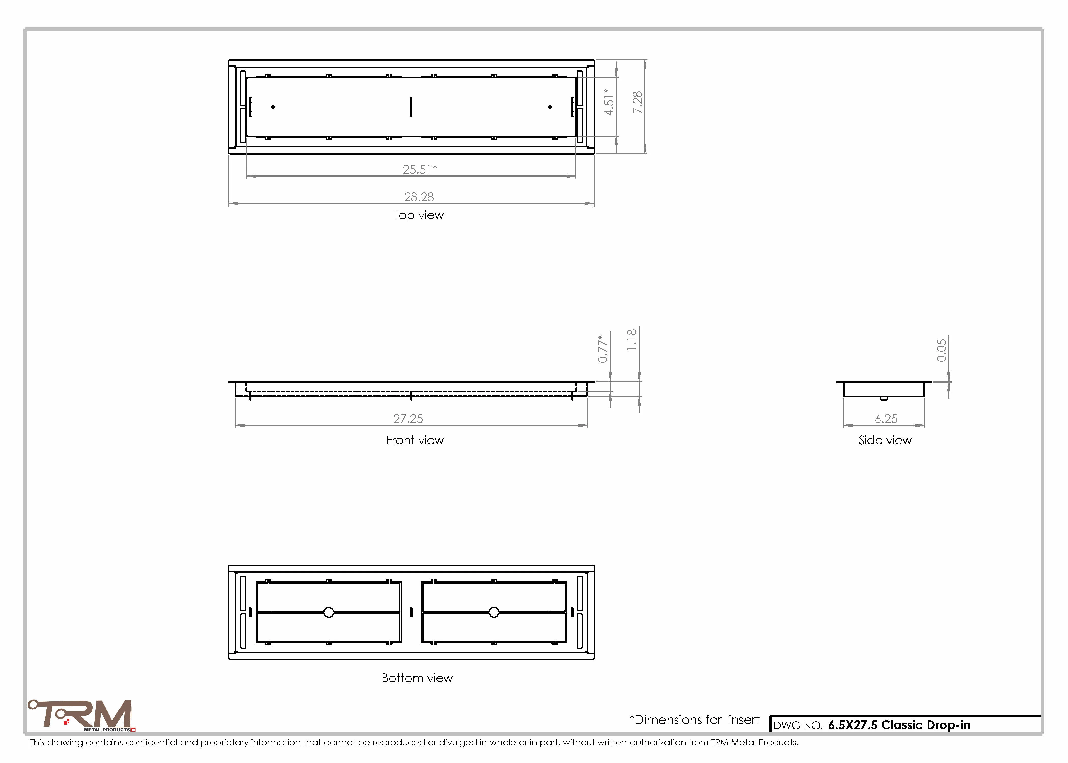 6.5x27.5 - Classic Drop-in Air Vent, Flush Floor-Matching, All Metal, Floor Vent Cover - TRM Metal 27.5x6.5 - Image 2