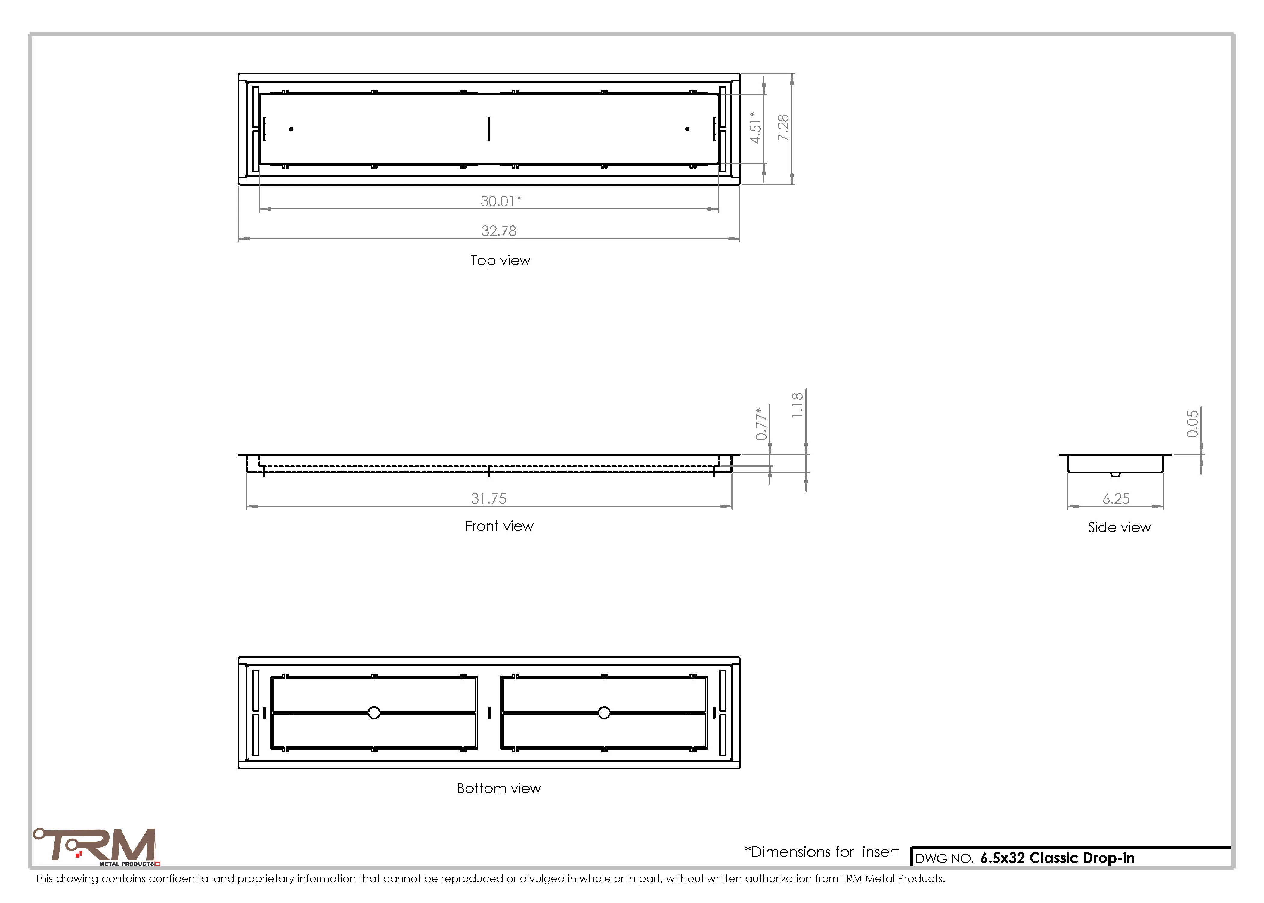 6.5x32 - Classic Drop-in Air Vent, Flush Floor-Matching, All Metal, Floor Vent Cover - TRM Metal  32x6.5 - Image 2