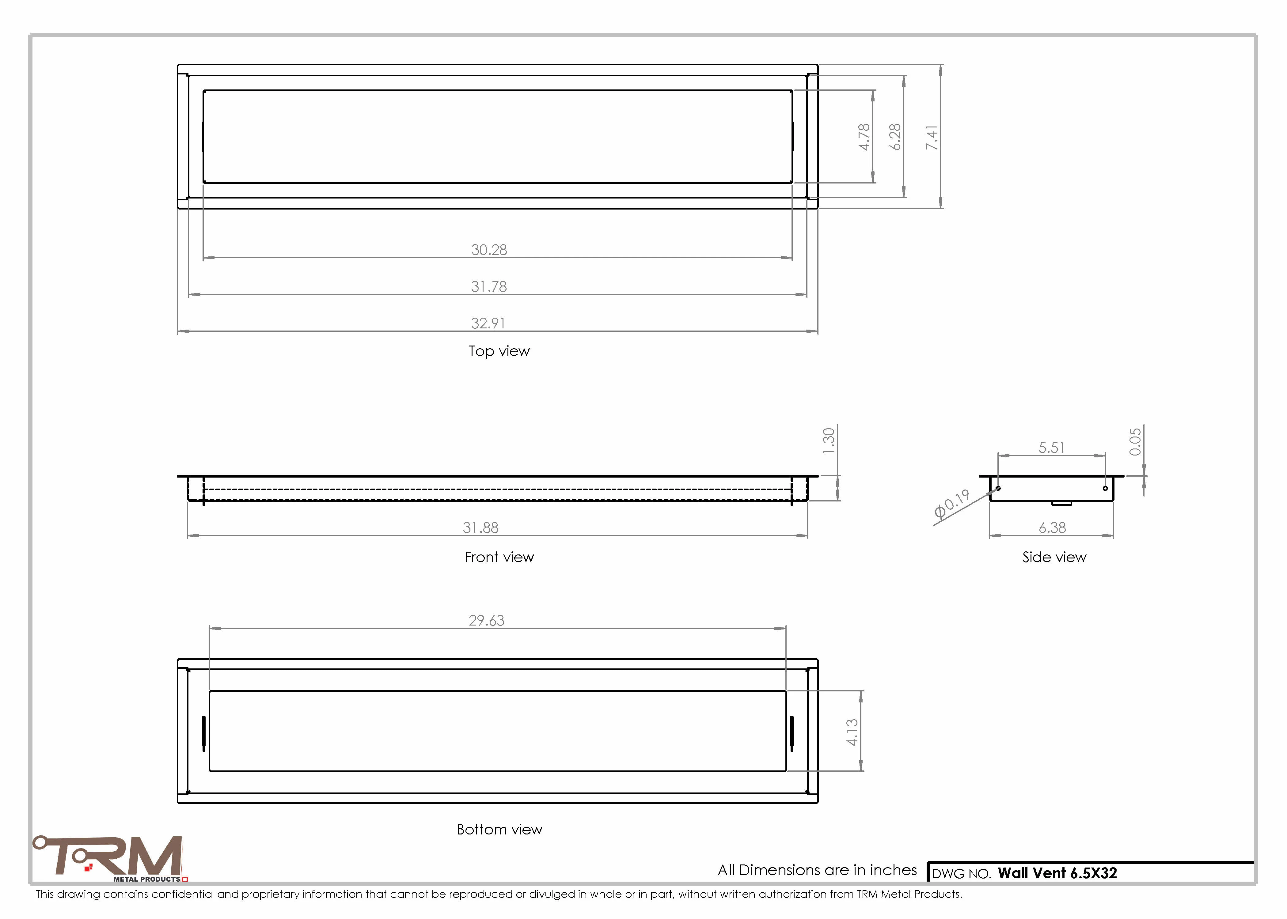 6.5x32 - Wall Vent - Modern Vent Cover -  Return Air Vent - TRM Metal  32x6.5 - Image 2
