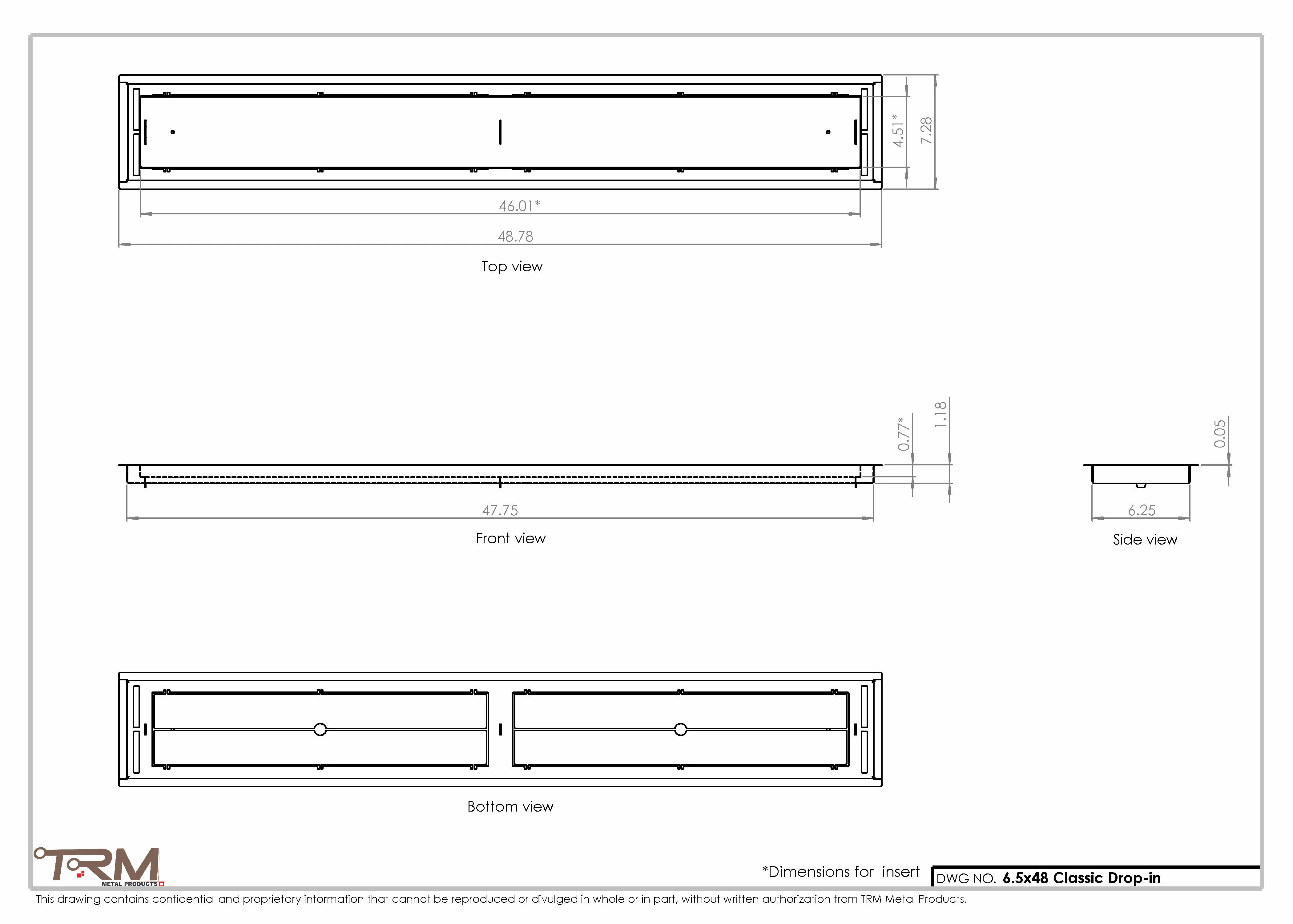 6.5x48 - Classic Drop-in Air Vent, Flush Floor-Matching, All Metal, Floor Vent Cover - TRM Metal  48x6.5 - Image 2