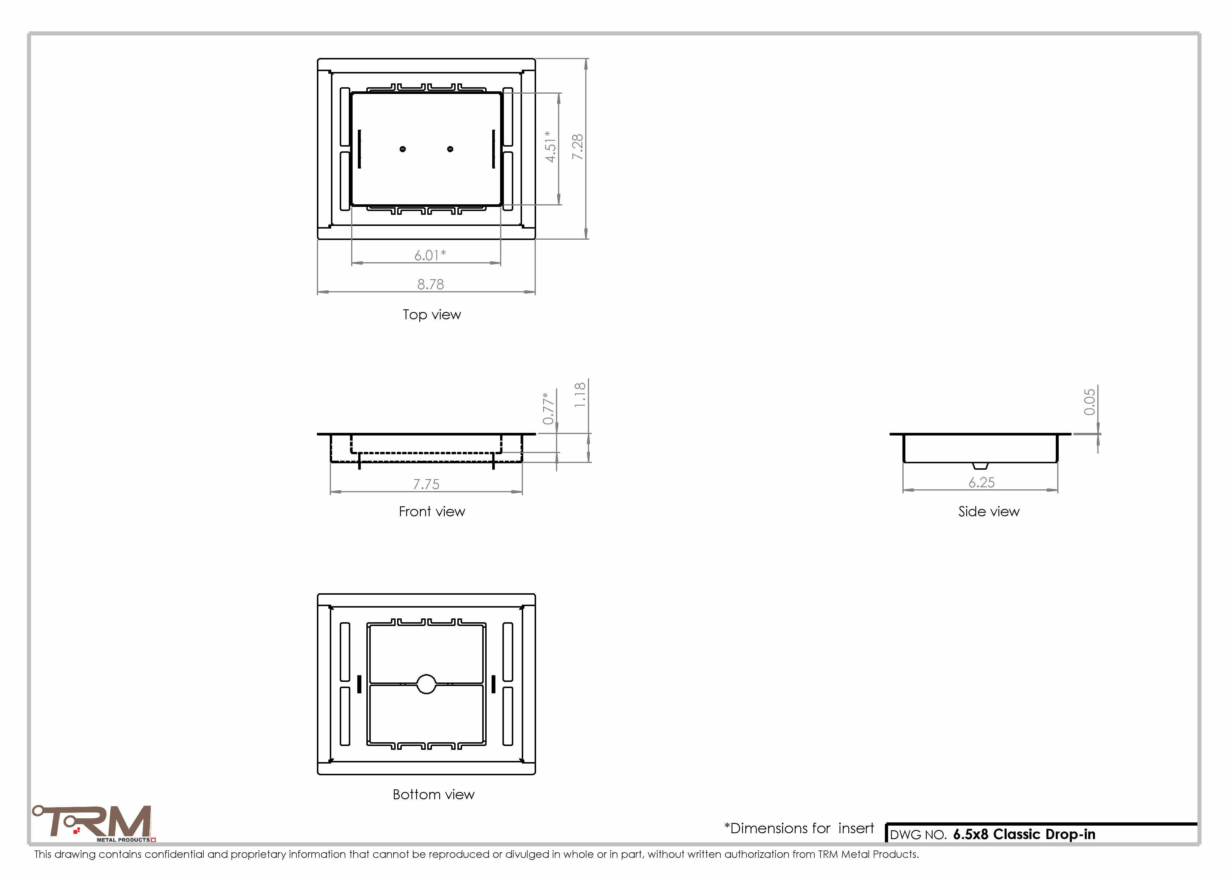 6.5x8 - Classic Drop-in Air Vent, Flush Floor-Matching, All Metal, Floor Vent Cover - TRM Metal  8x6.5 - Image 2