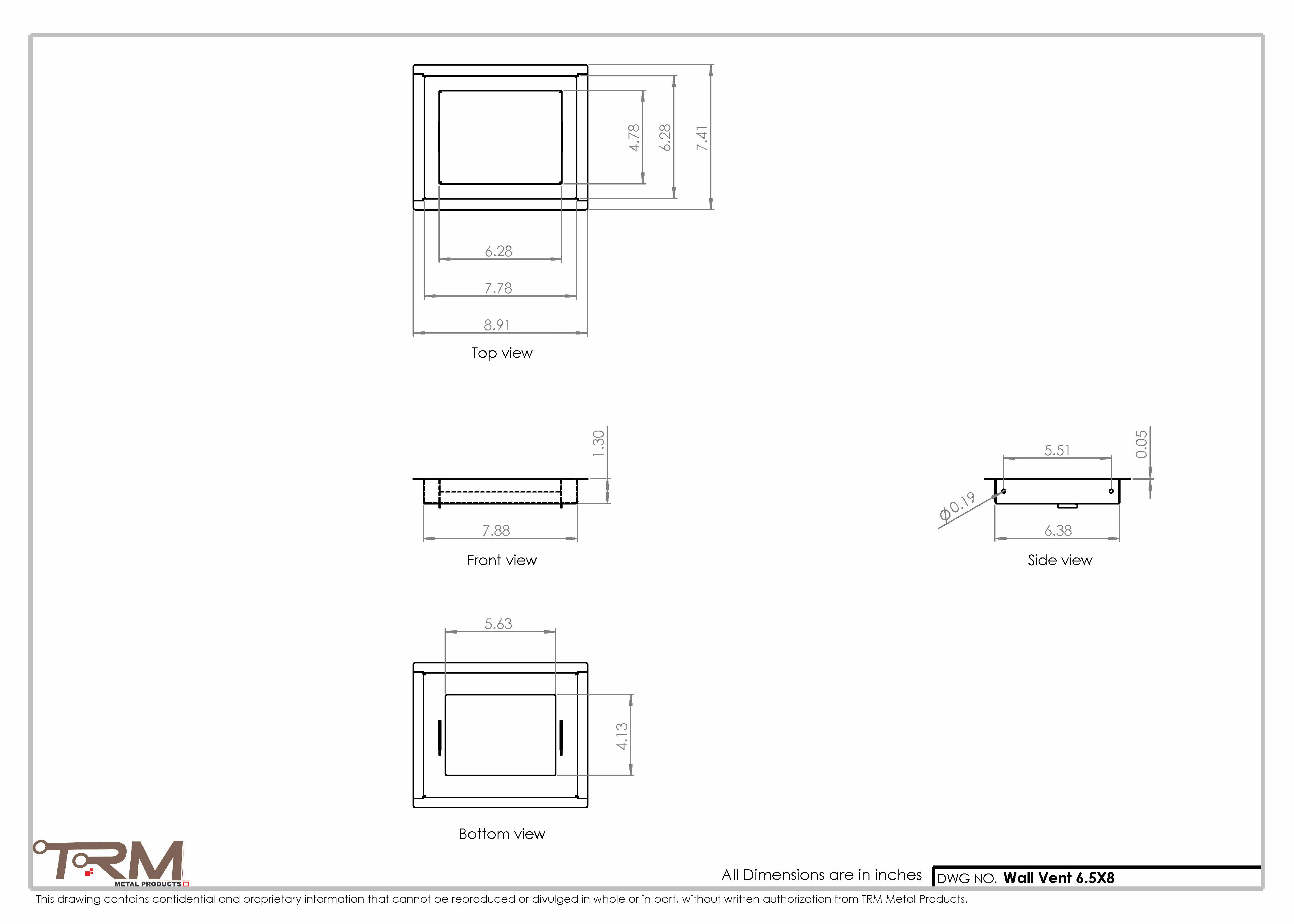 6.5x8 - Wall Vent - Modern Vent Cover -  Return Air Vent - TRM Metal  8x6.5 - Image 2