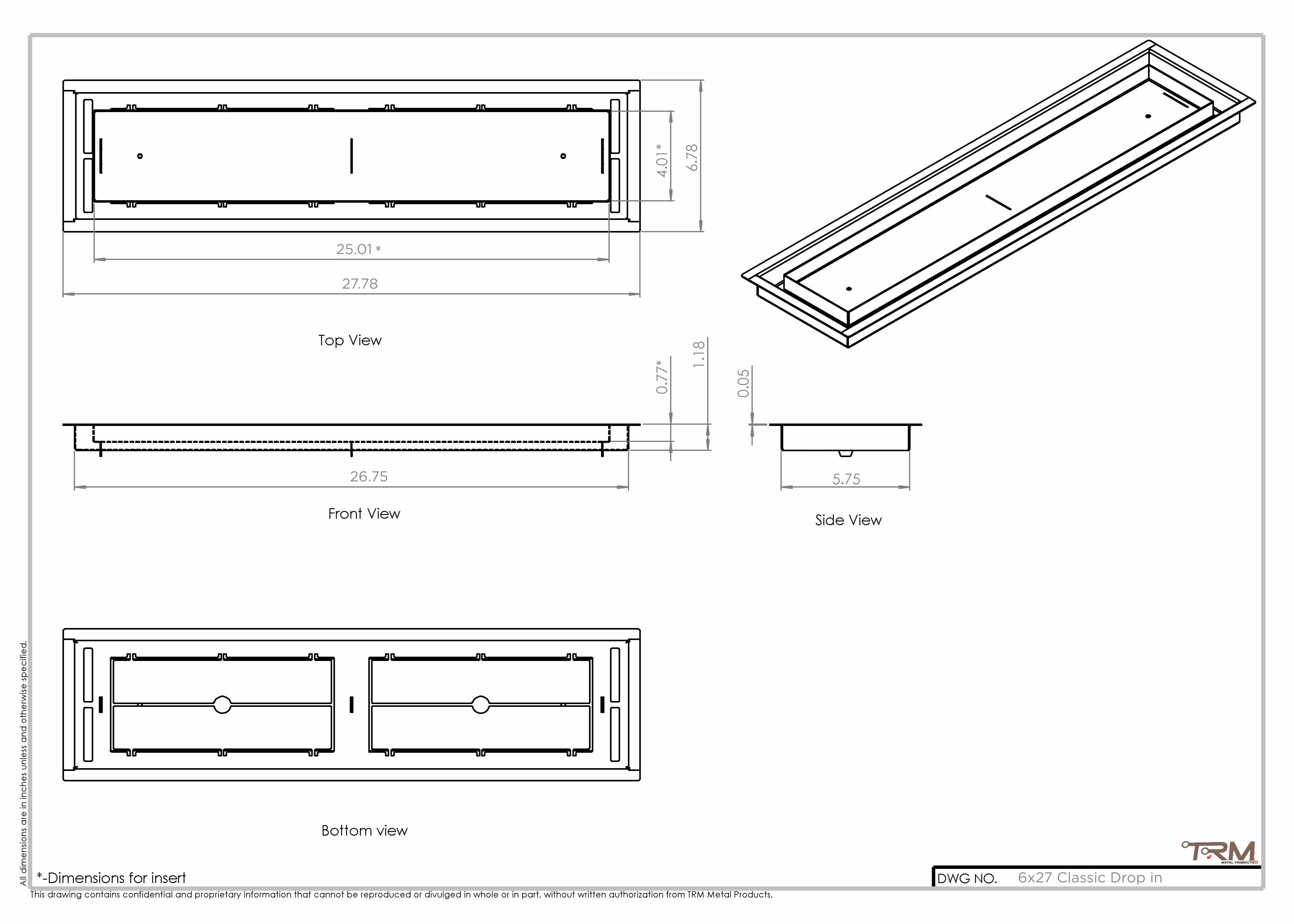 6x27 Classic Drop-in Air Vent, Flush Floor-Matching, All Metal, Floor Vent Cover (27x6) - Image 2