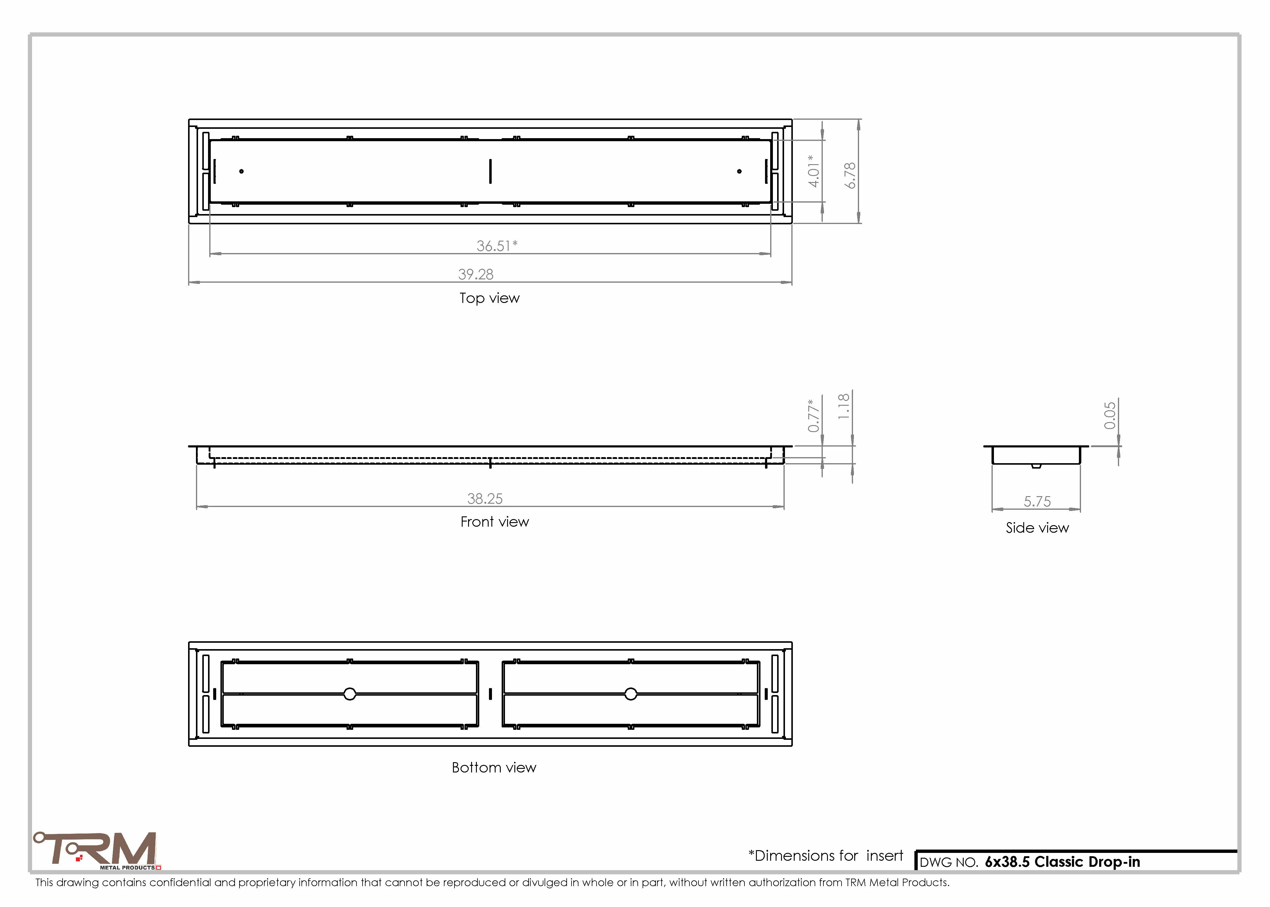 6x38.5 - Classic Drop-in Air Vent, Flush Floor-Matching, All Metal, Floor Vent Cover - TRM Metal 38.5x6 - Image 2