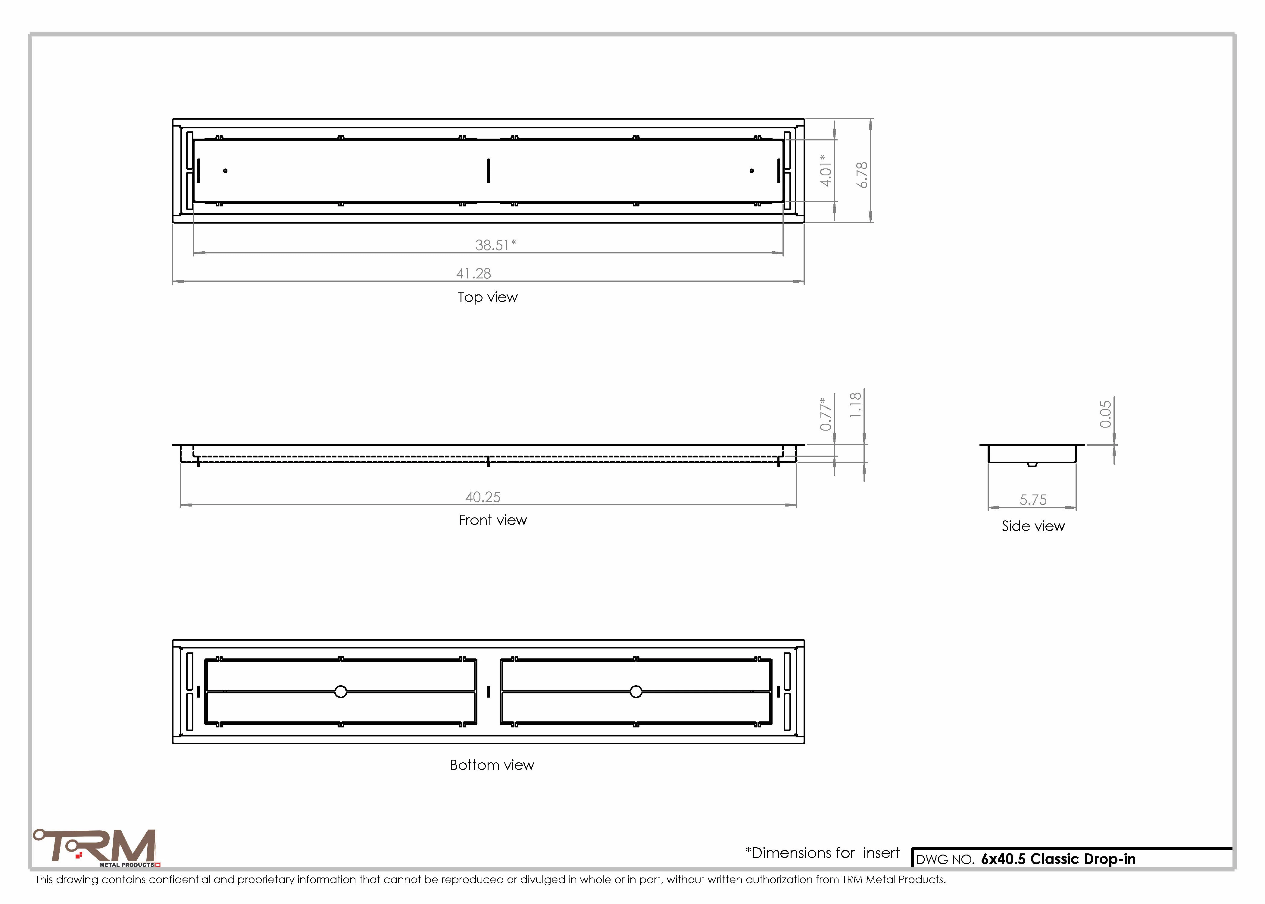 6x40.5 - Classic Drop-in Air Vent, Flush Floor-Matching, All Metal, Floor Vent Cover - TRM Metal 40.5x6 - Image 2
