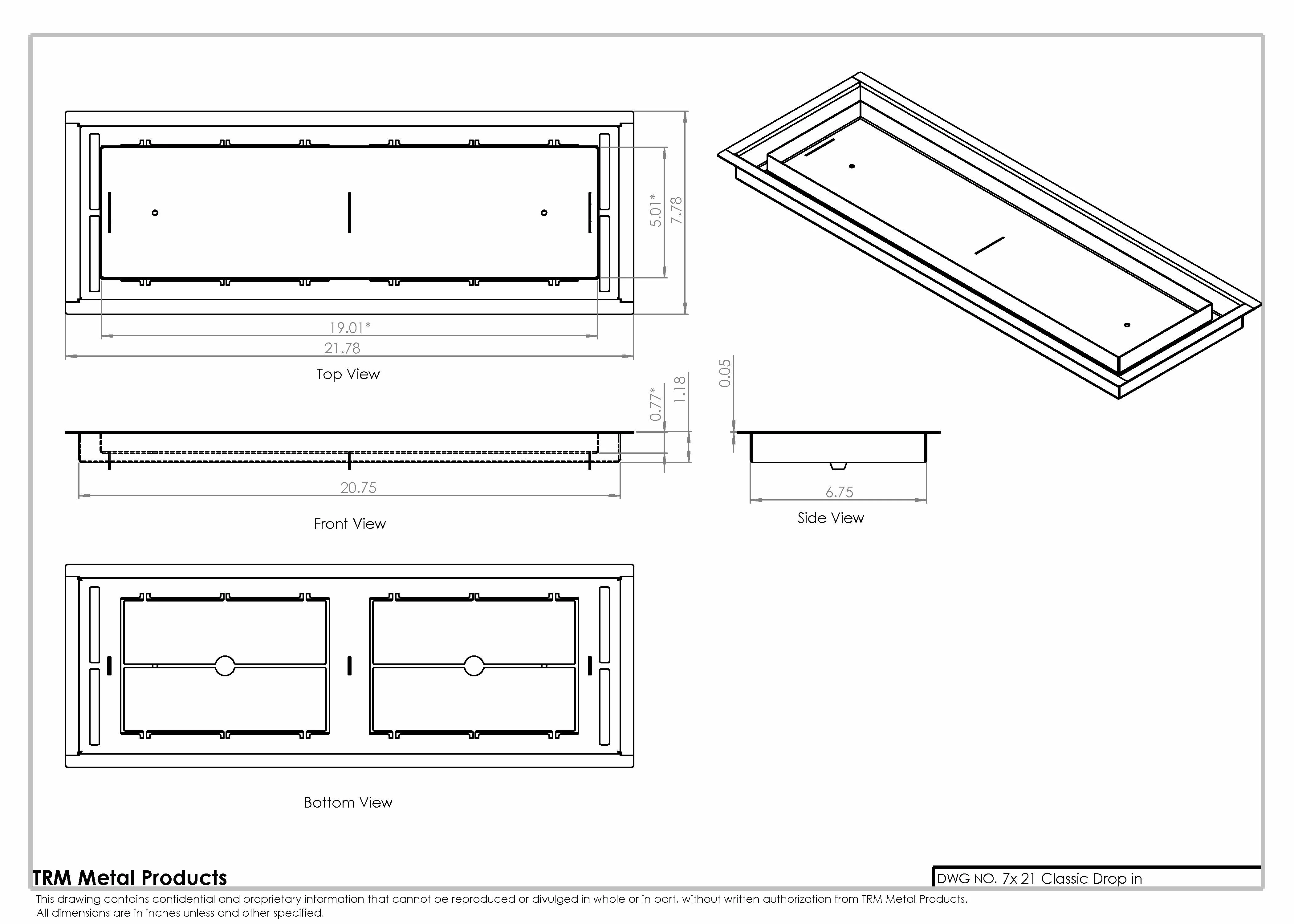 7x21 Classic Drop-in Air Vent, Flush Floor-Matching, All Metal, Floor Vent Cover for 7x21 air vent - Image 2