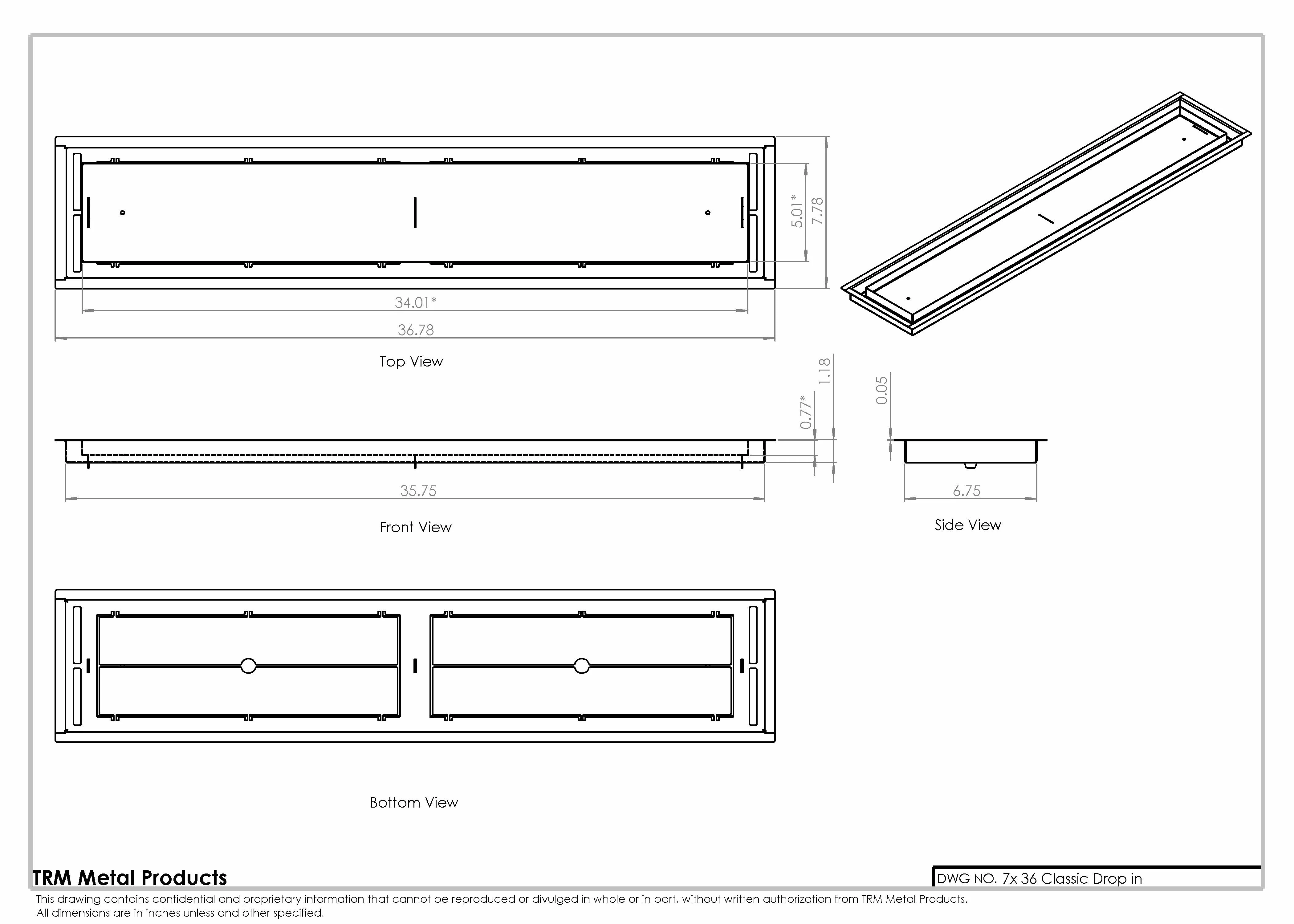 7x36 Classic Drop-in Air Vent, Flush Floor-Matching, All Metal, Floor Vent Cover for 7x36 air vent - Image 2