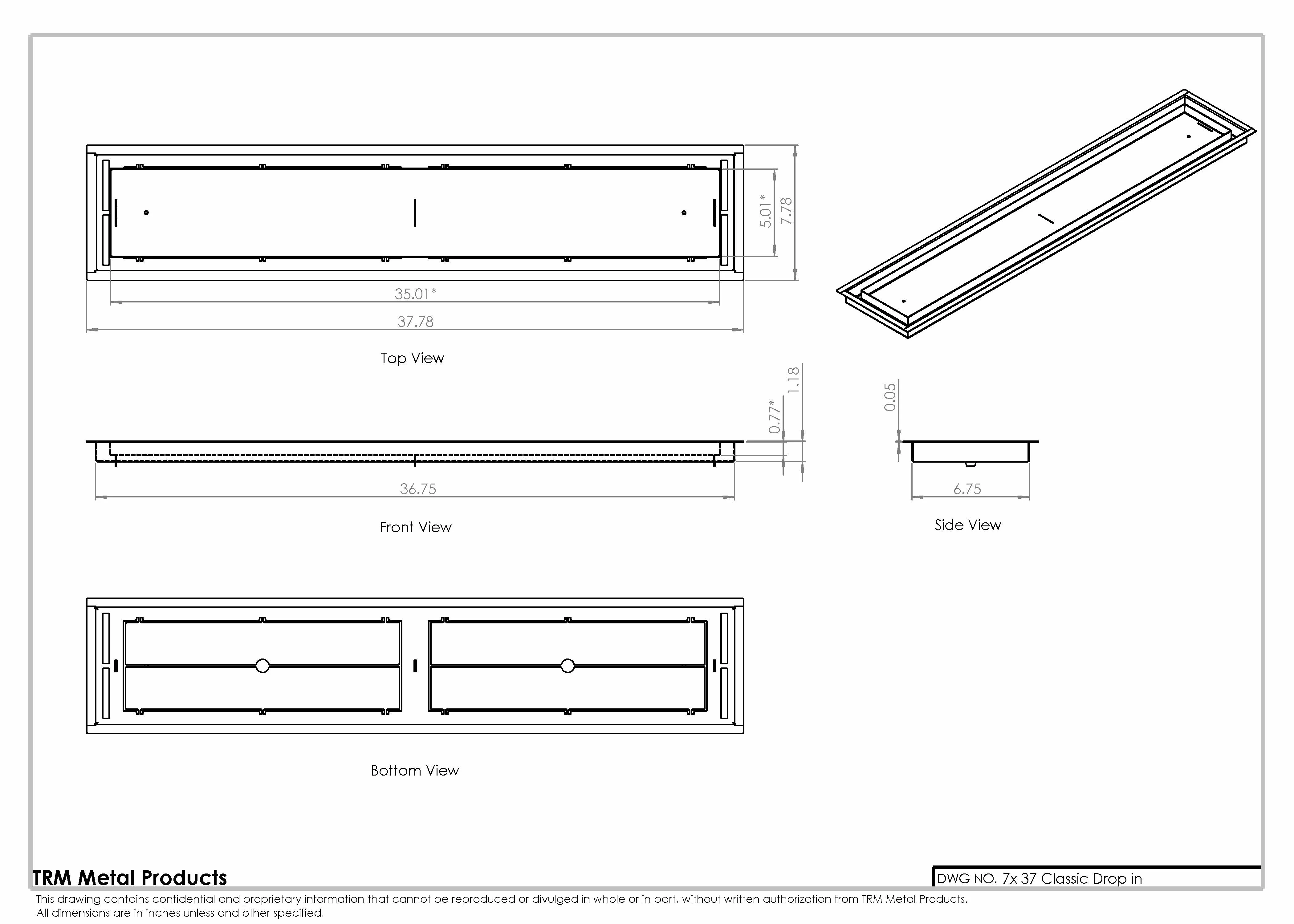 7x37 Classic Drop-in Air Vent, Flush Floor-Matching, All Metal, Floor Vent Cover for 7x37 air vent - Image 2