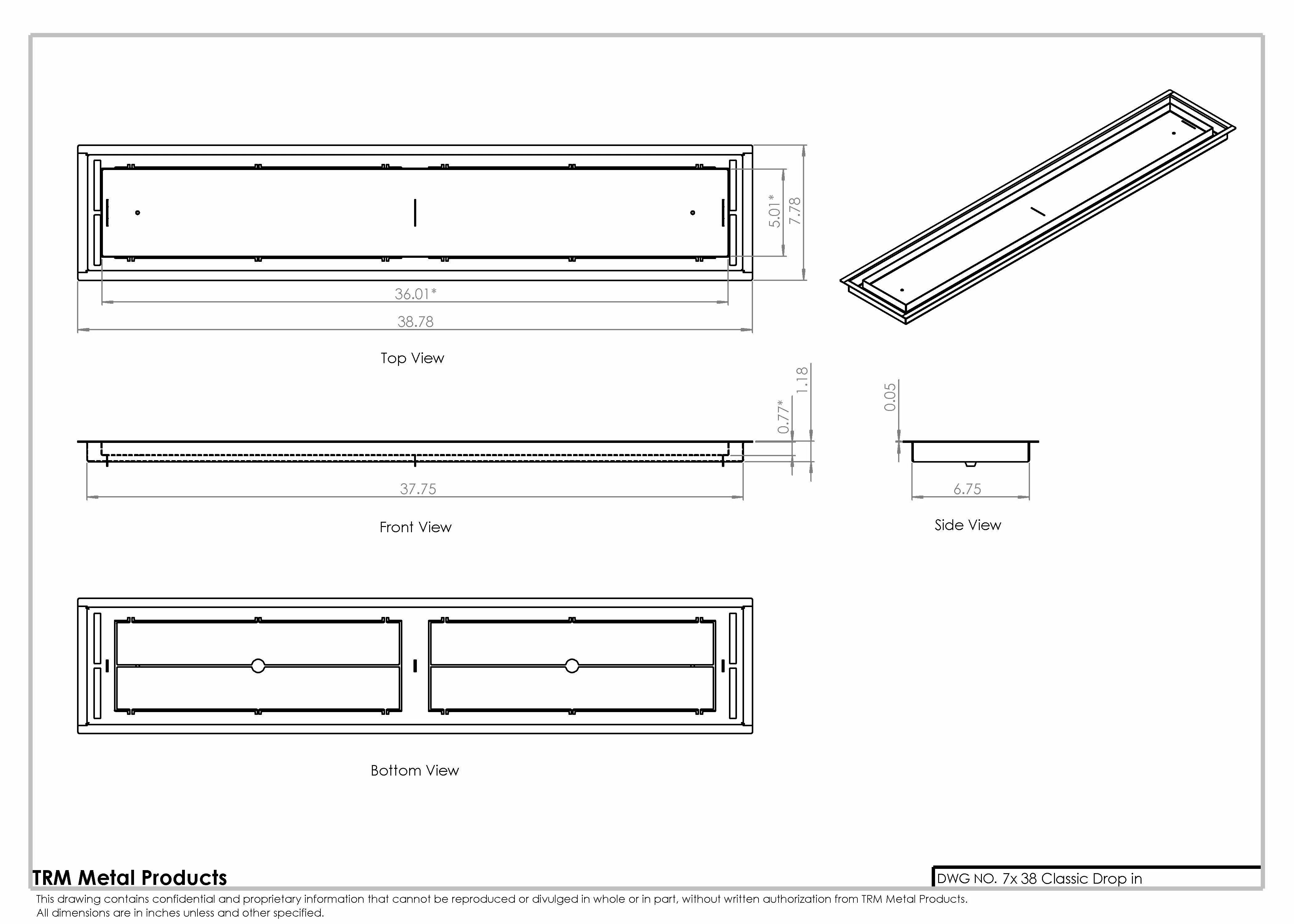 7x38 Classic Drop-in Air Vent, Flush Floor-Matching, All Metal, Floor Vent Cover for 7x38 air vent - Image 2