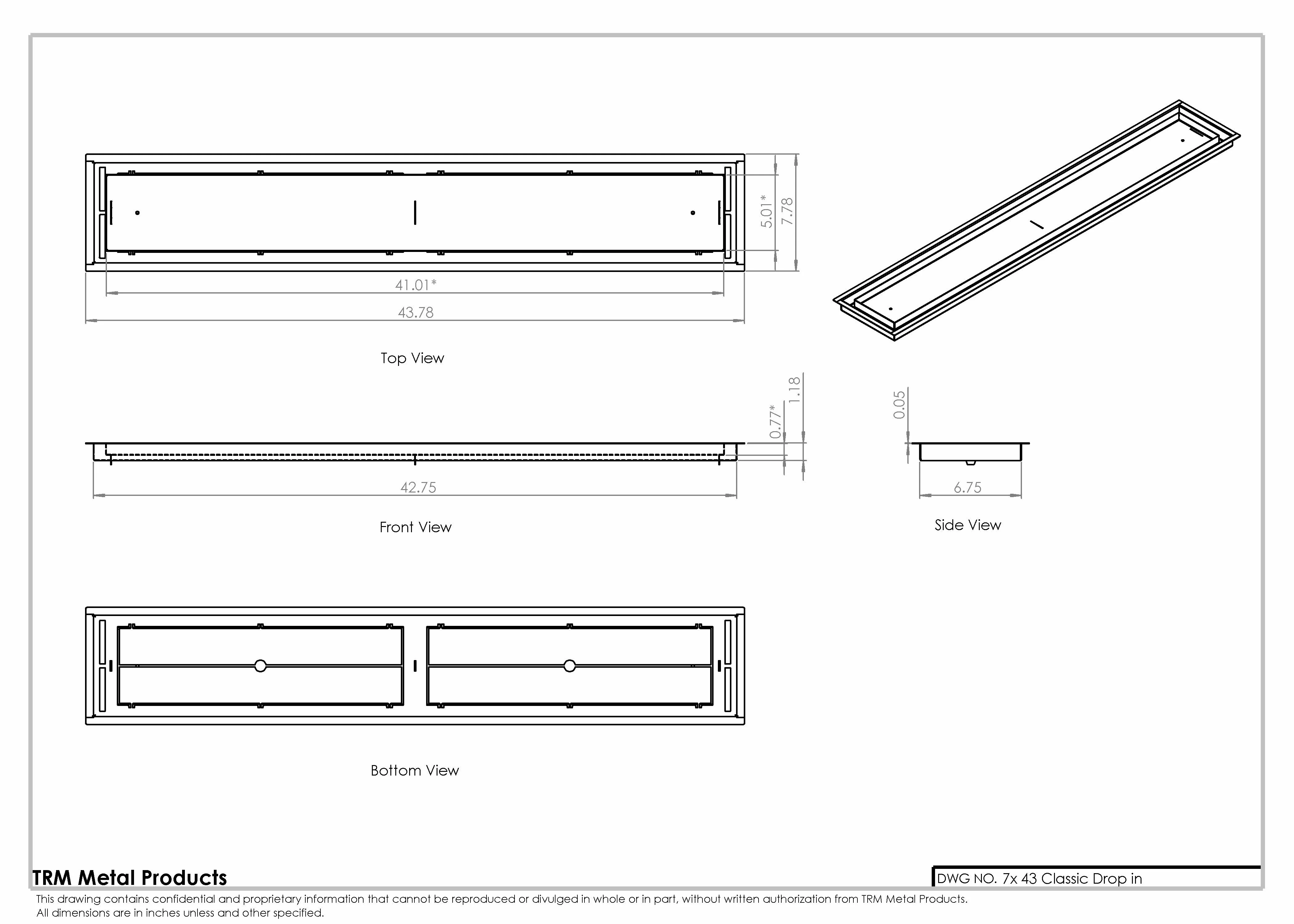 7x43 Classic Drop-in Air Vent, Flush Floor-Matching, All Metal, Floor Vent Cover for 7x43 air vent - Image 2