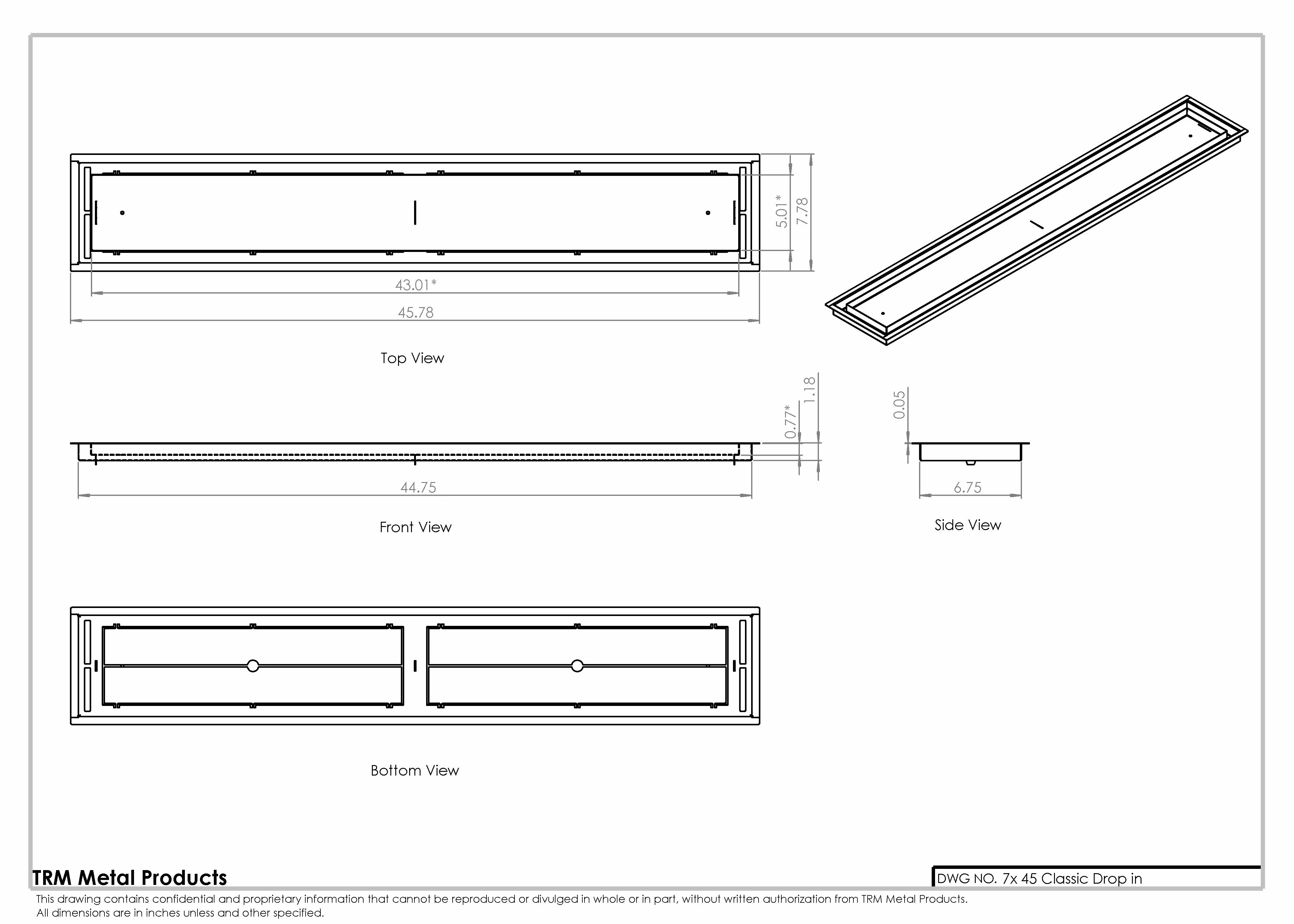 7x45 Classic Drop-in Air Vent, Flush Floor-Matching, All Metal, Floor Vent Cover for 7x45 air vent - Image 2